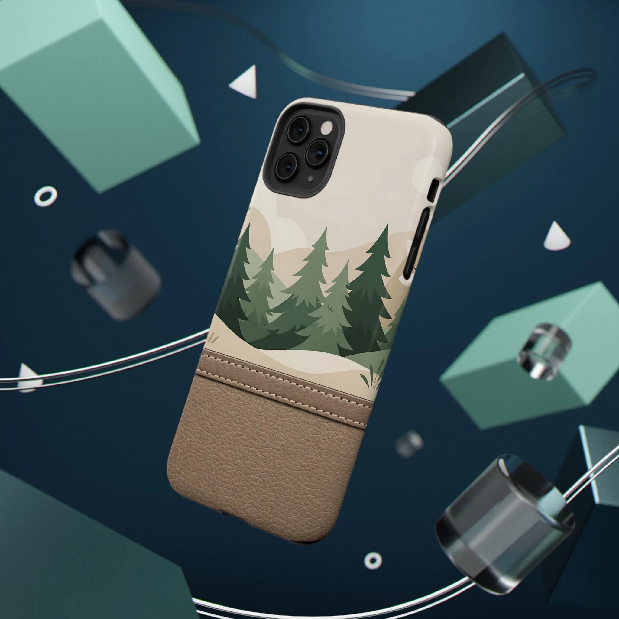 Forest Leather Phone Case for iPhone 11-17 and Galaxy S21-S25 - KARARMDESIGN