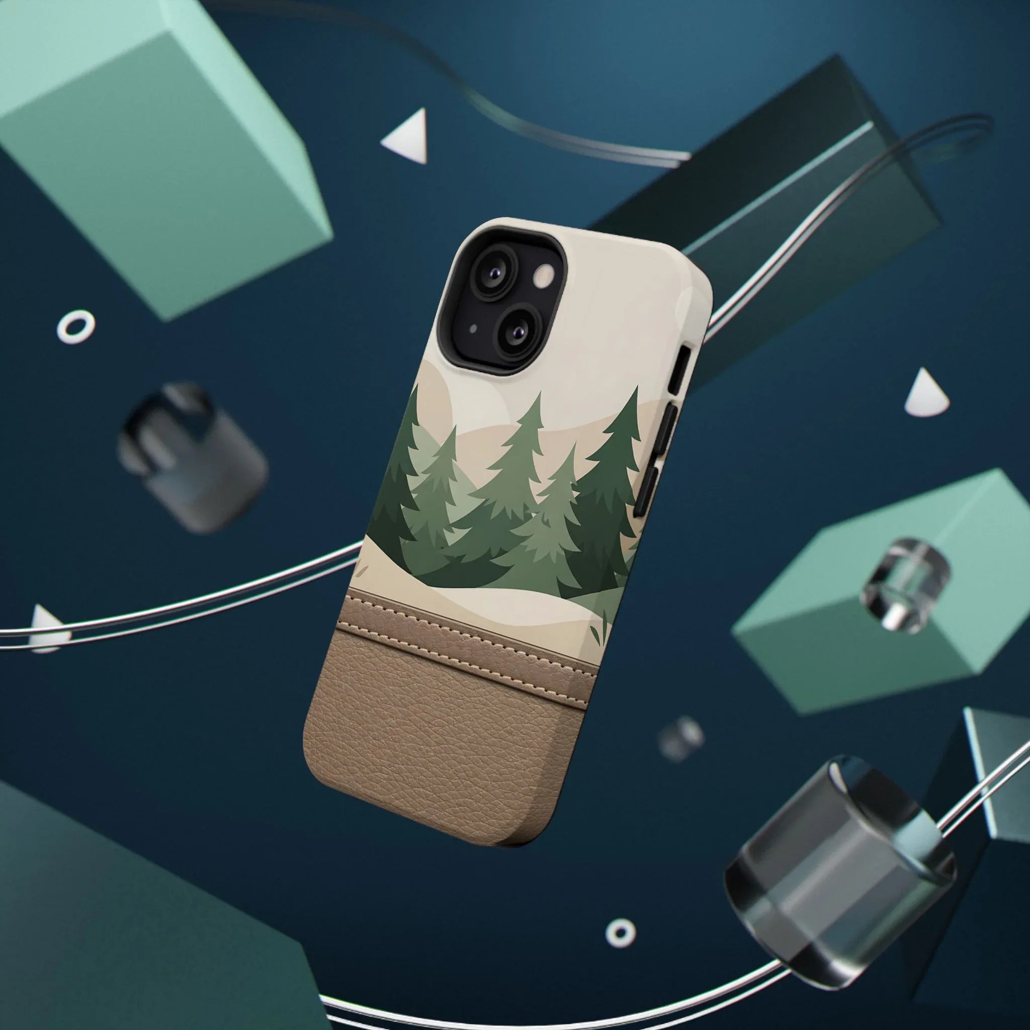Forest Leather Phone Case for iPhone 11-17 and Galaxy S21-S25 - KARARMDESIGN