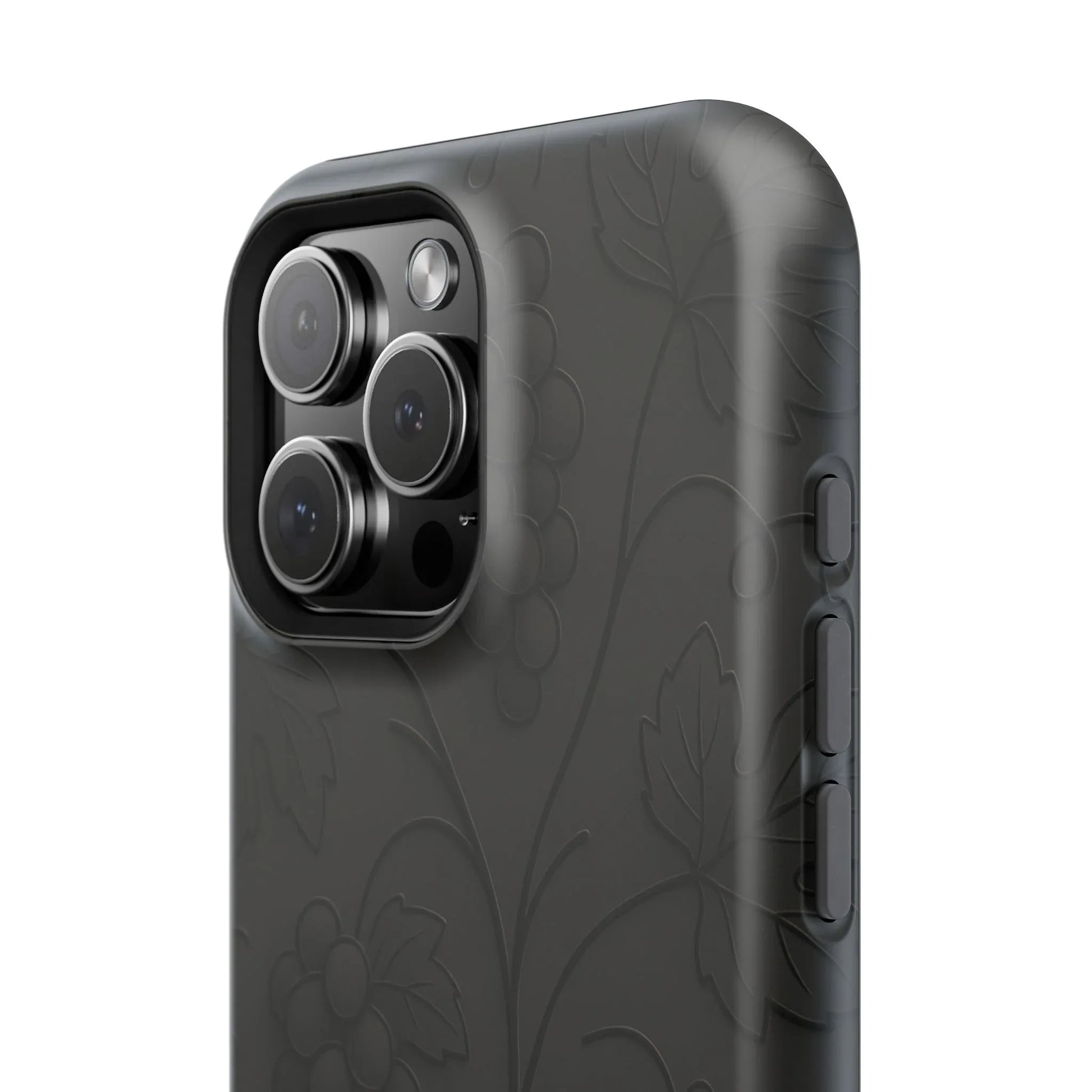 Elegant Embossed Grape Leaf Black Phone Case for iPhone and Galaxy - KARARMDESIGN