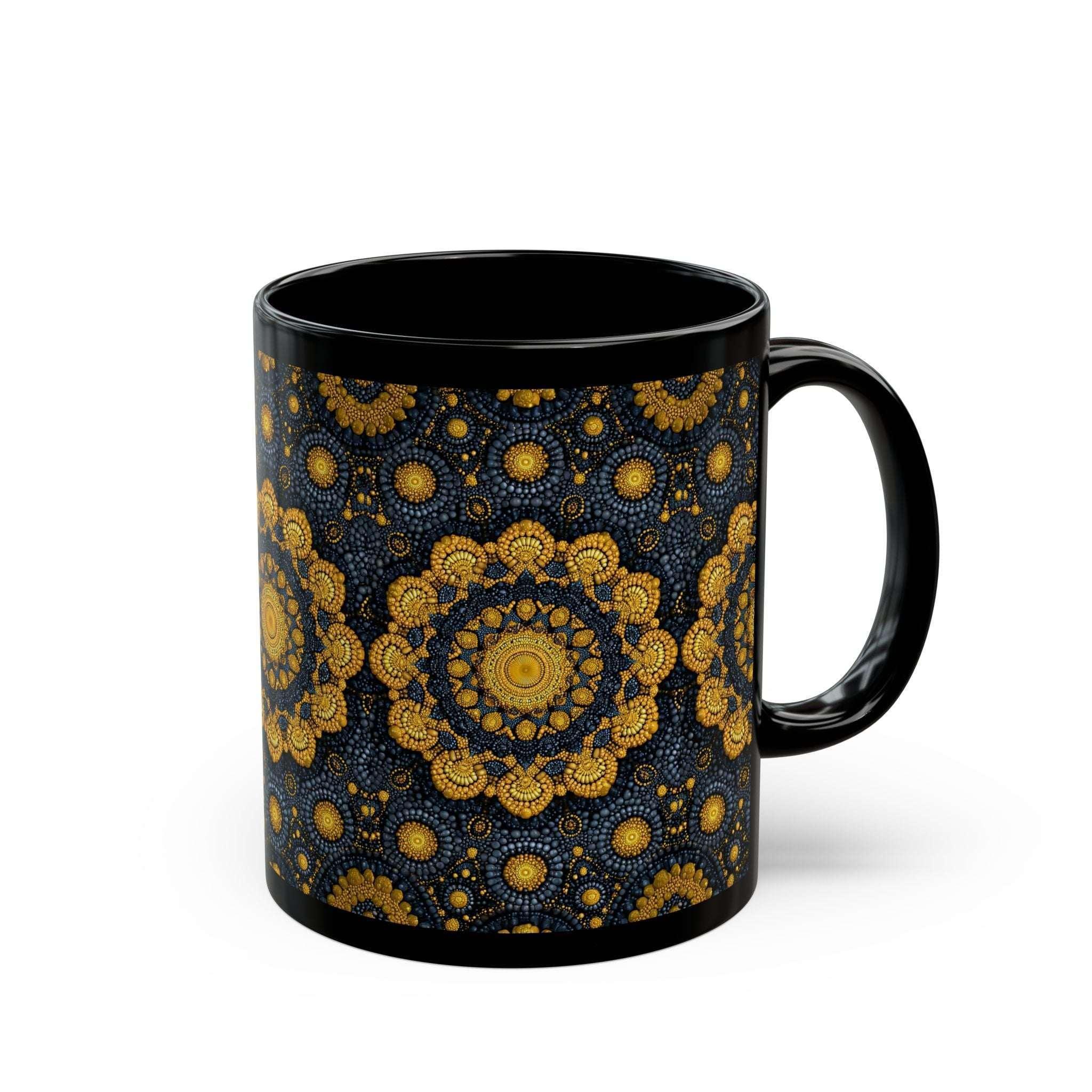 Golden Mandala Nightfall Mug - Black Mug (11oz, 15oz) - KARARMDESIGN