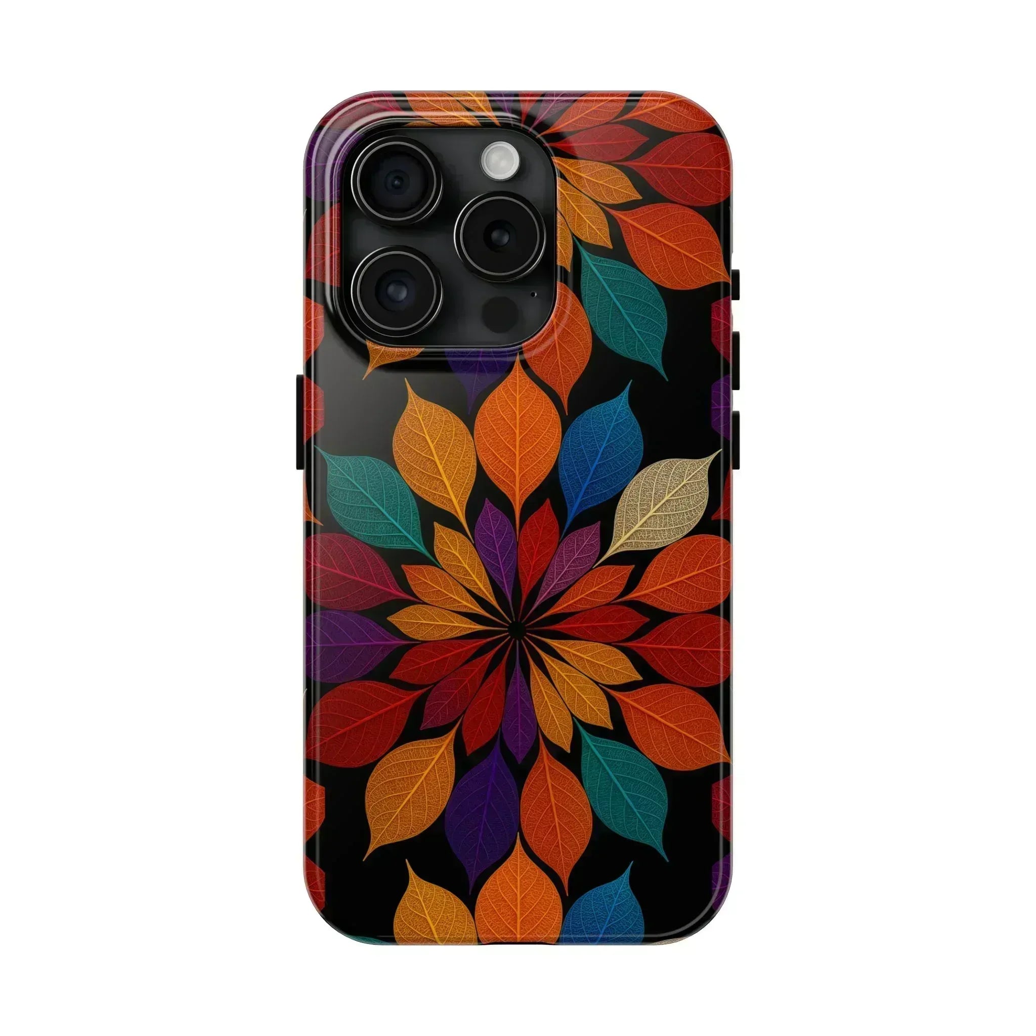 Leaf Mandala Phone Case for iPhone 11-16 and Galaxy S21-S24 - KARARMDESIGN
