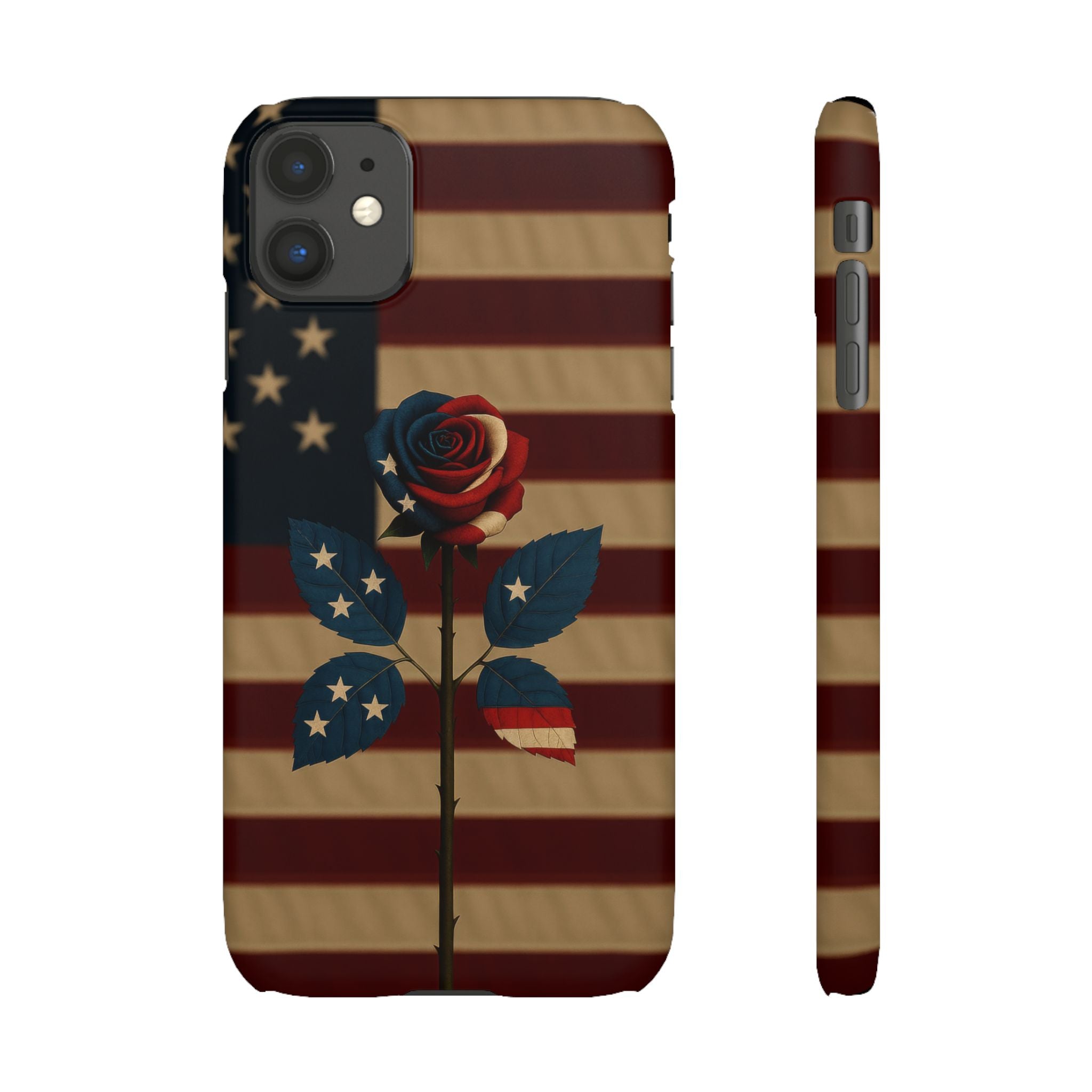 American Rose Flag Phone Case for iPhone 8-17 and Galaxy S20-S26