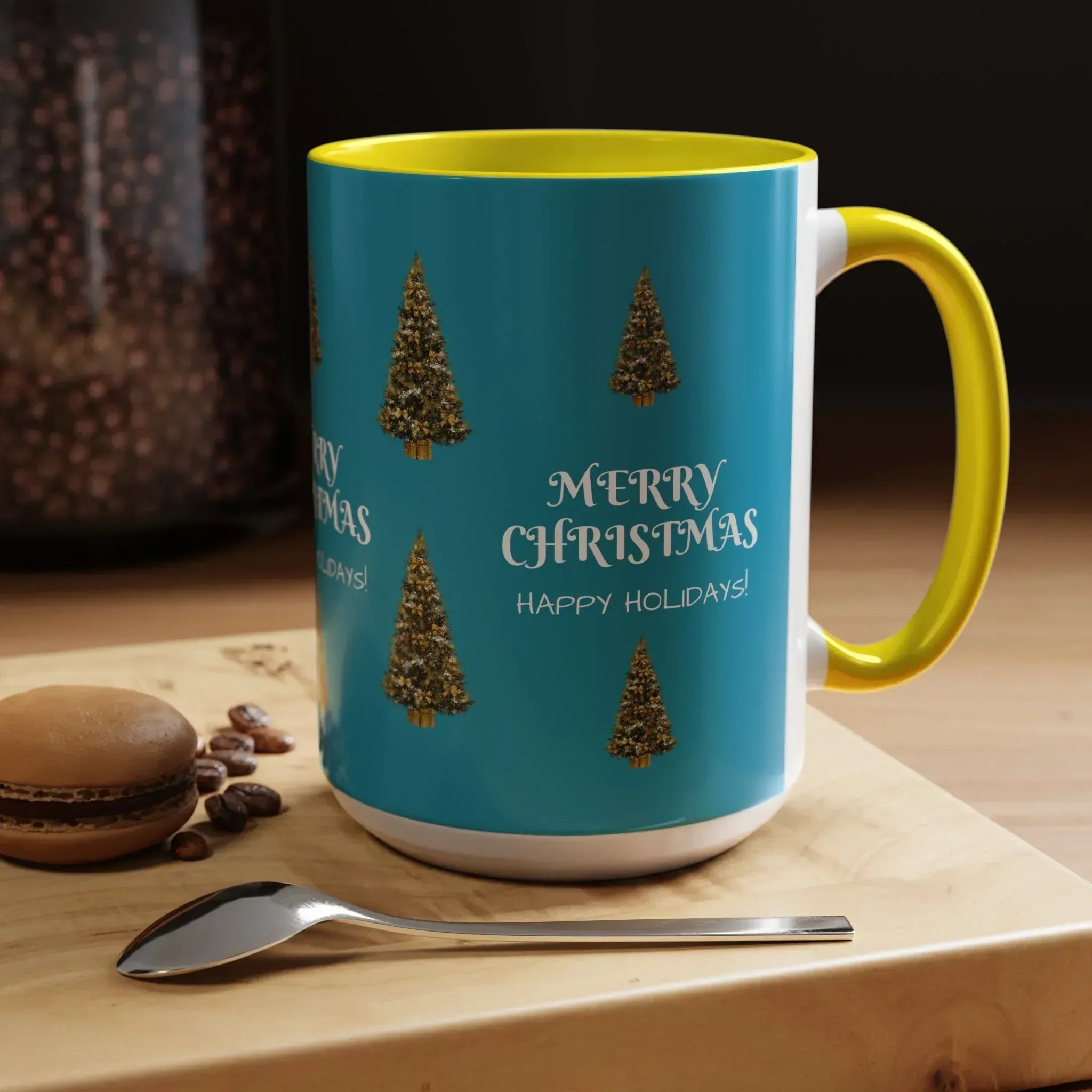 Merry Christmas and Happy Holidays Mug - Accent Coffee Mug (11, 15oz) - KARARMDESIGN