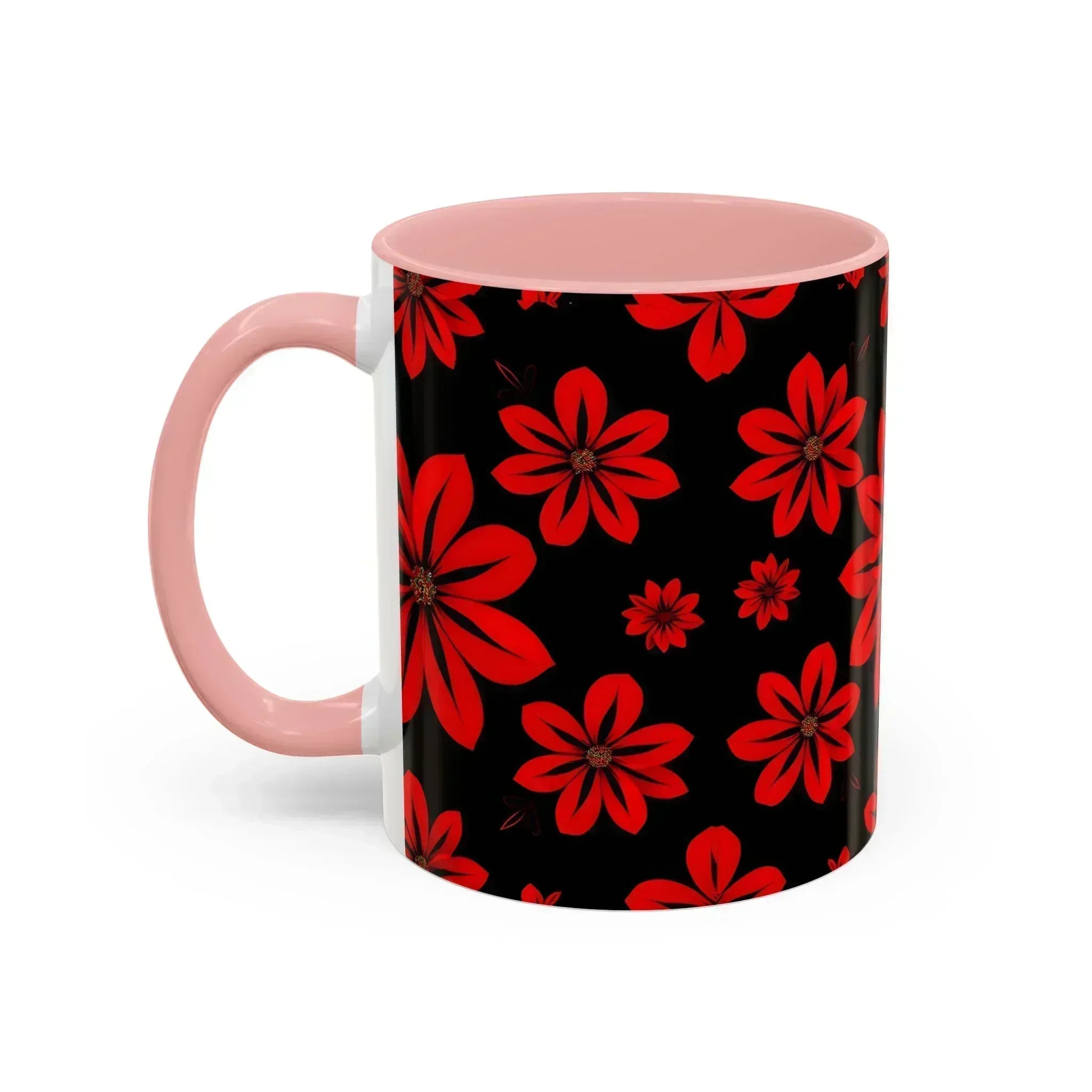 Accent Red Floral Coffee Mug – 11oz & 15oz - KARARMDESIGN