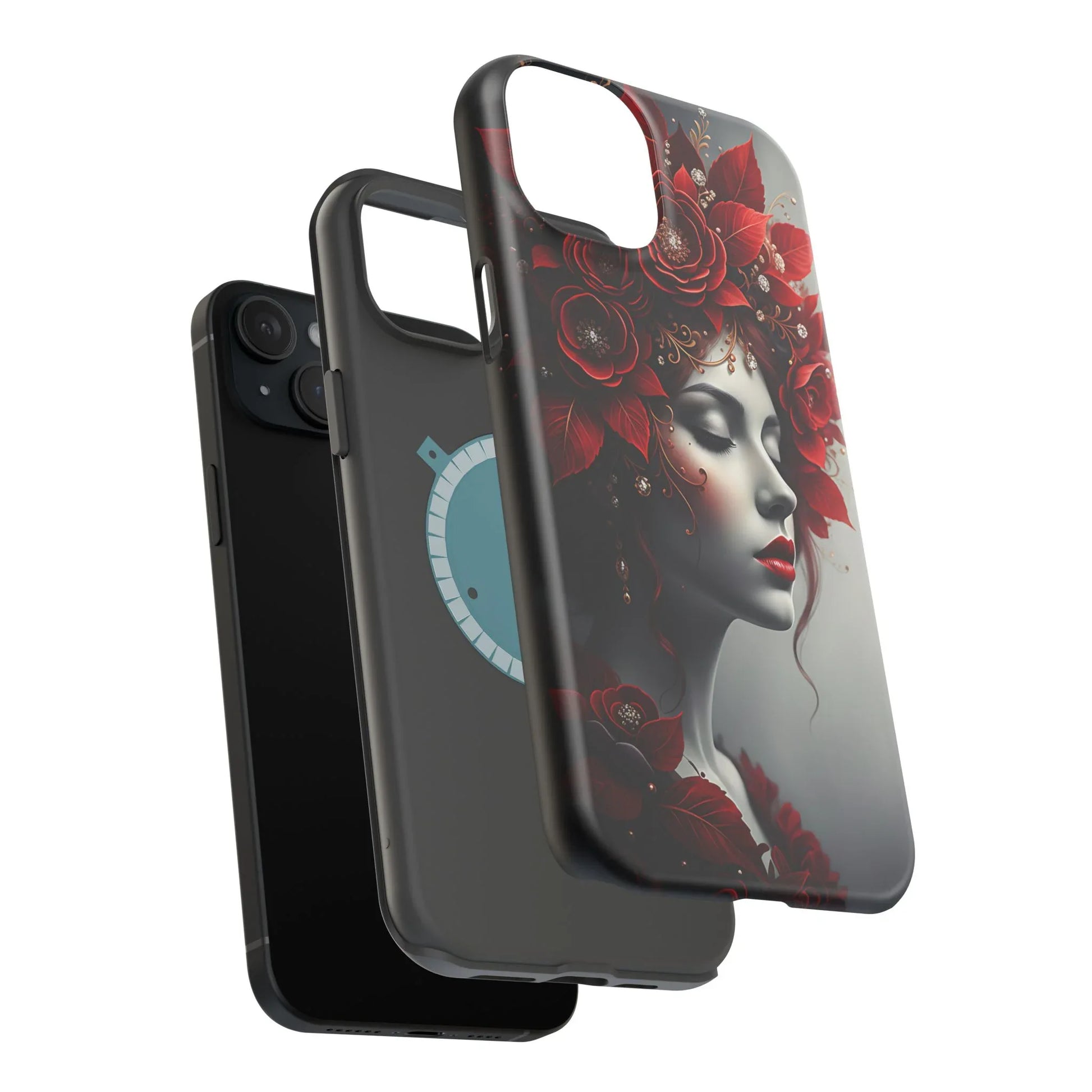 Scarlet Bloom Portrait Phone Case for iPhone 13-17 - KARARMDESIGN