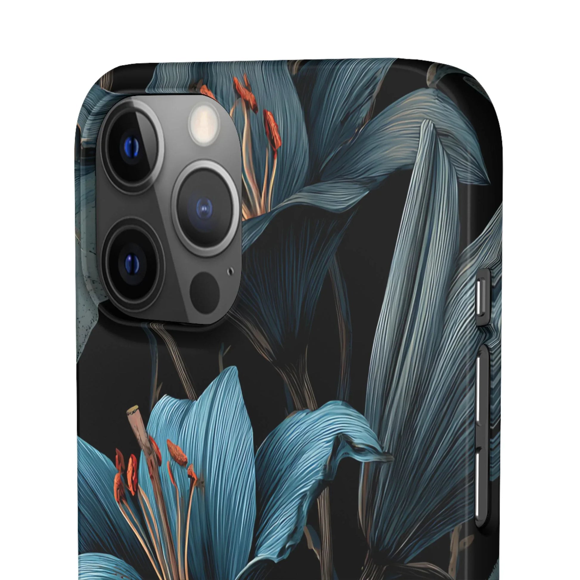 Blue Lily Floral Phone Case for iPhone 11-17 and Galaxy S20-S25 - KARARMDESIGN