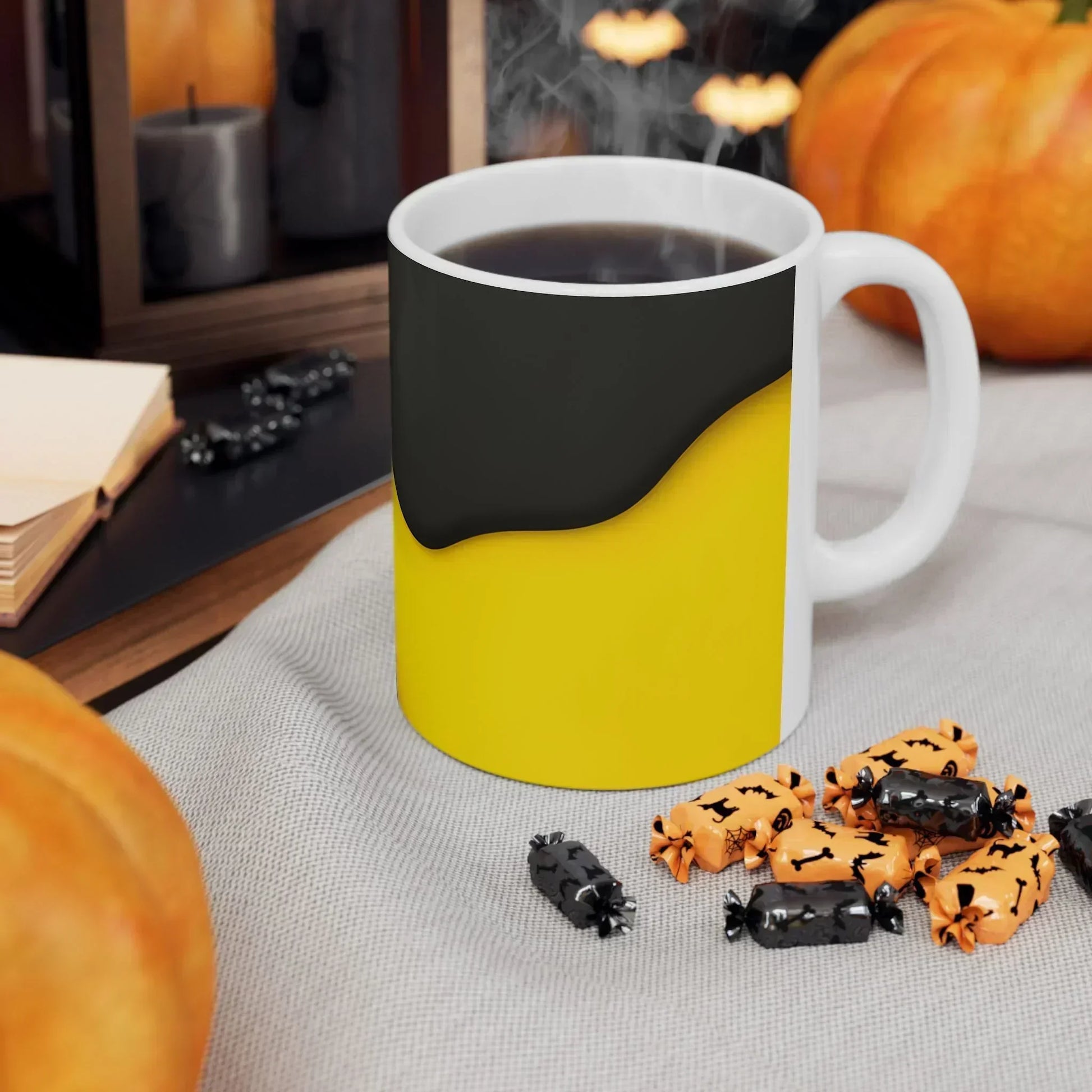 Black and Yellow Ceramic Mug - 11oz - KarArmDesign