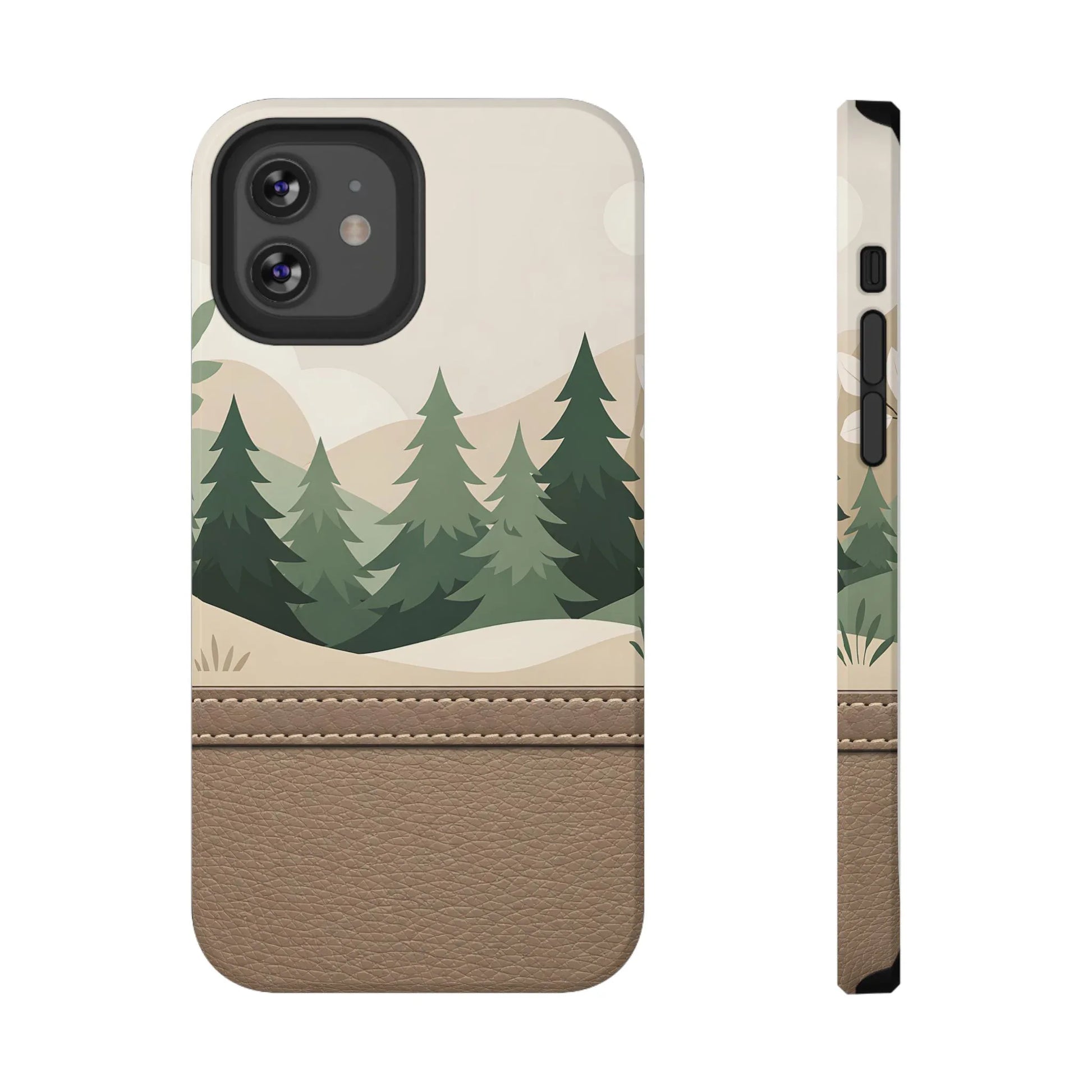 Forest Leather Phone Case for iPhone 11-17 and Galaxy S21-S25 - KARARMDESIGN