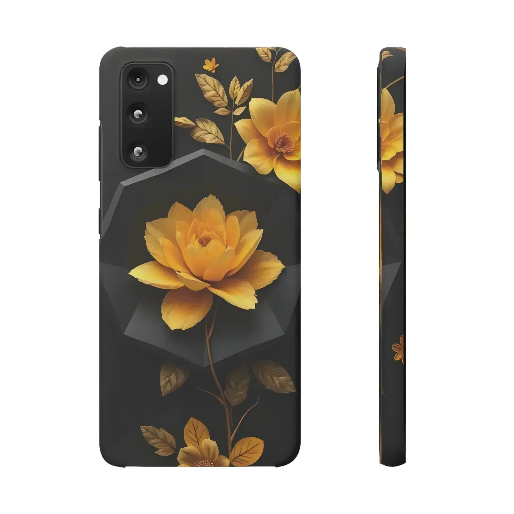 Yellow Floral Phone Case for iPhone 11-16 and Galaxy S20-S24 - KARARMDESIGN