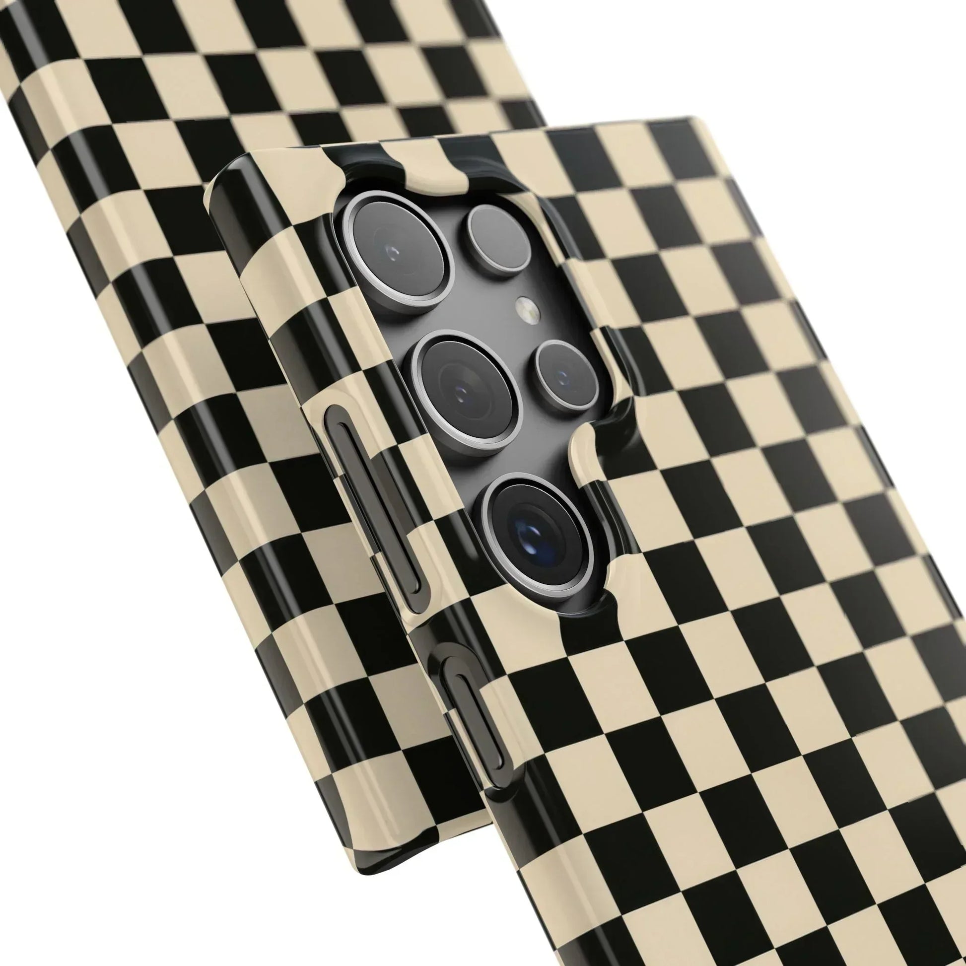 Stylish Matte Checker Phone Case for iPhone 11-17 and Galaxy S20-S25 - KARARMDESIGN