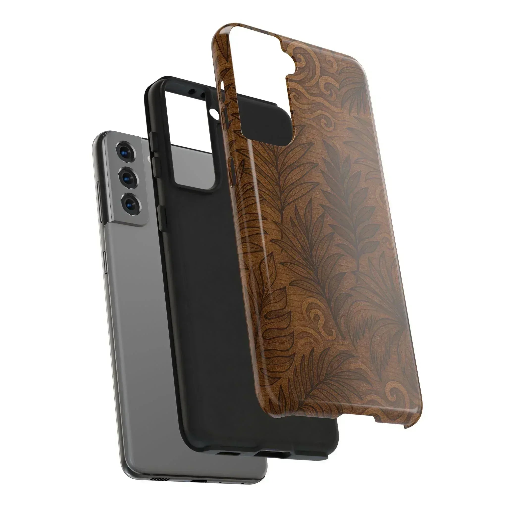 Wood Leaf Armor Phone Case for iPhone and Galaxy - KARARMDESIGN
