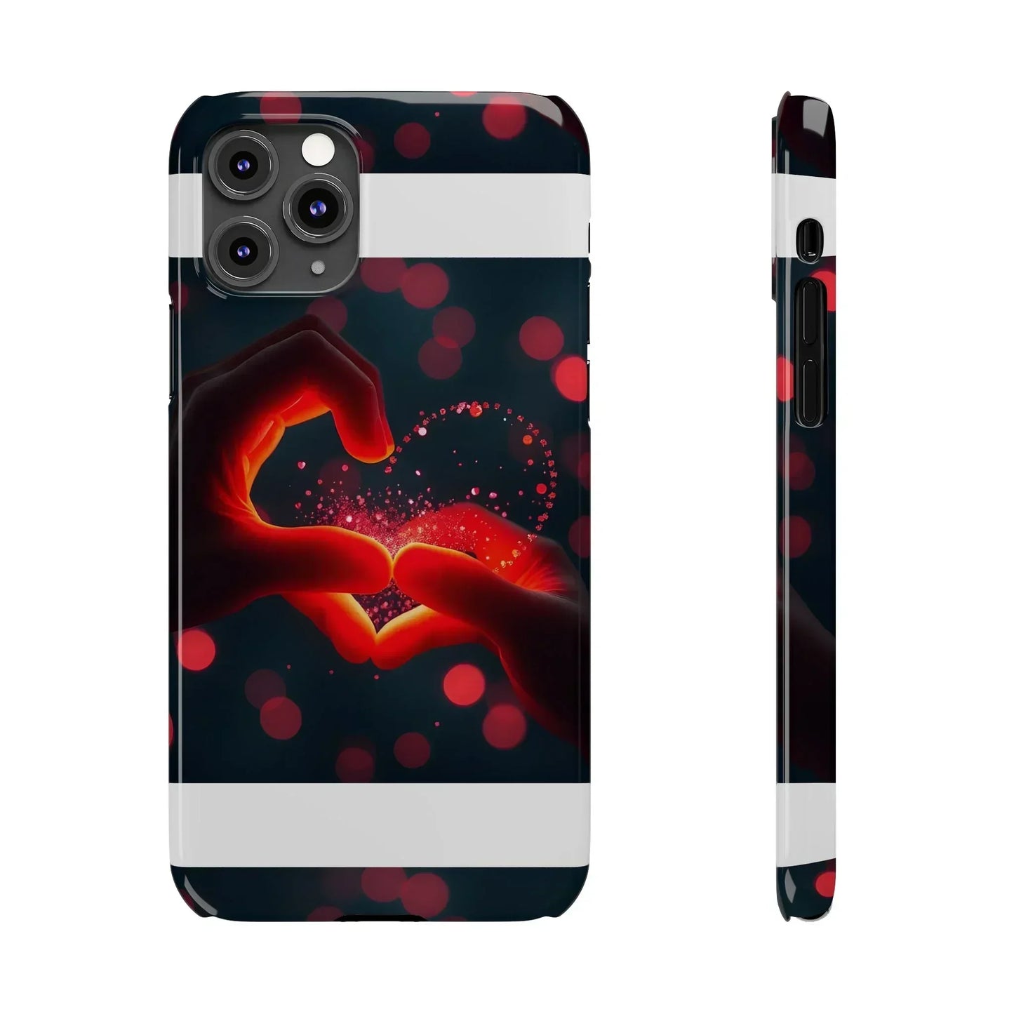 "Heart Hands Glow" Phone Case for iPhone 7 to 16 Series Models - KarArmDesign