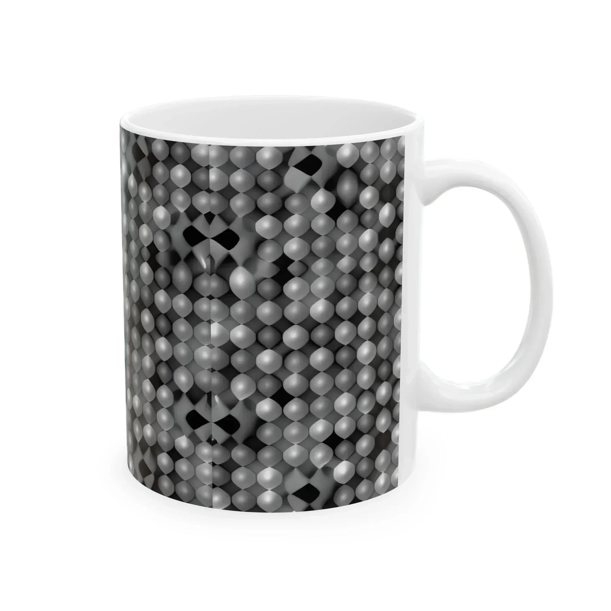 Black & Silver 3D Hex Pattern Ceramic Mug – 11 oz - KarArmDesign