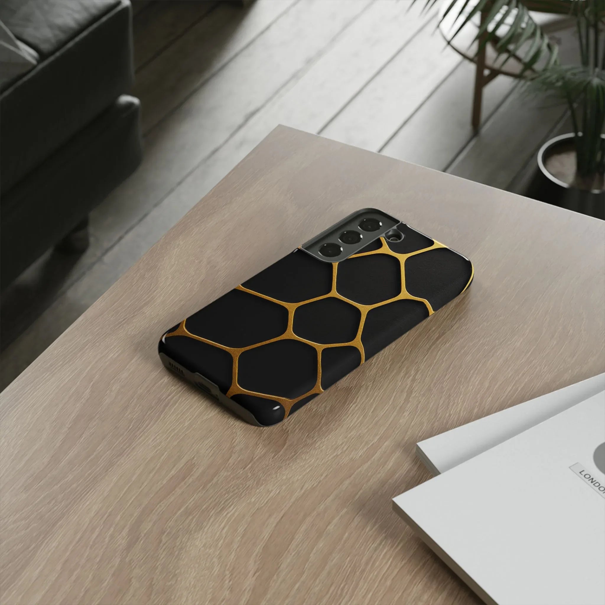 Golden Cellscape Phone Case for iPhone 8-17 and Galaxy S20-S25 - KARARMDESIGN
