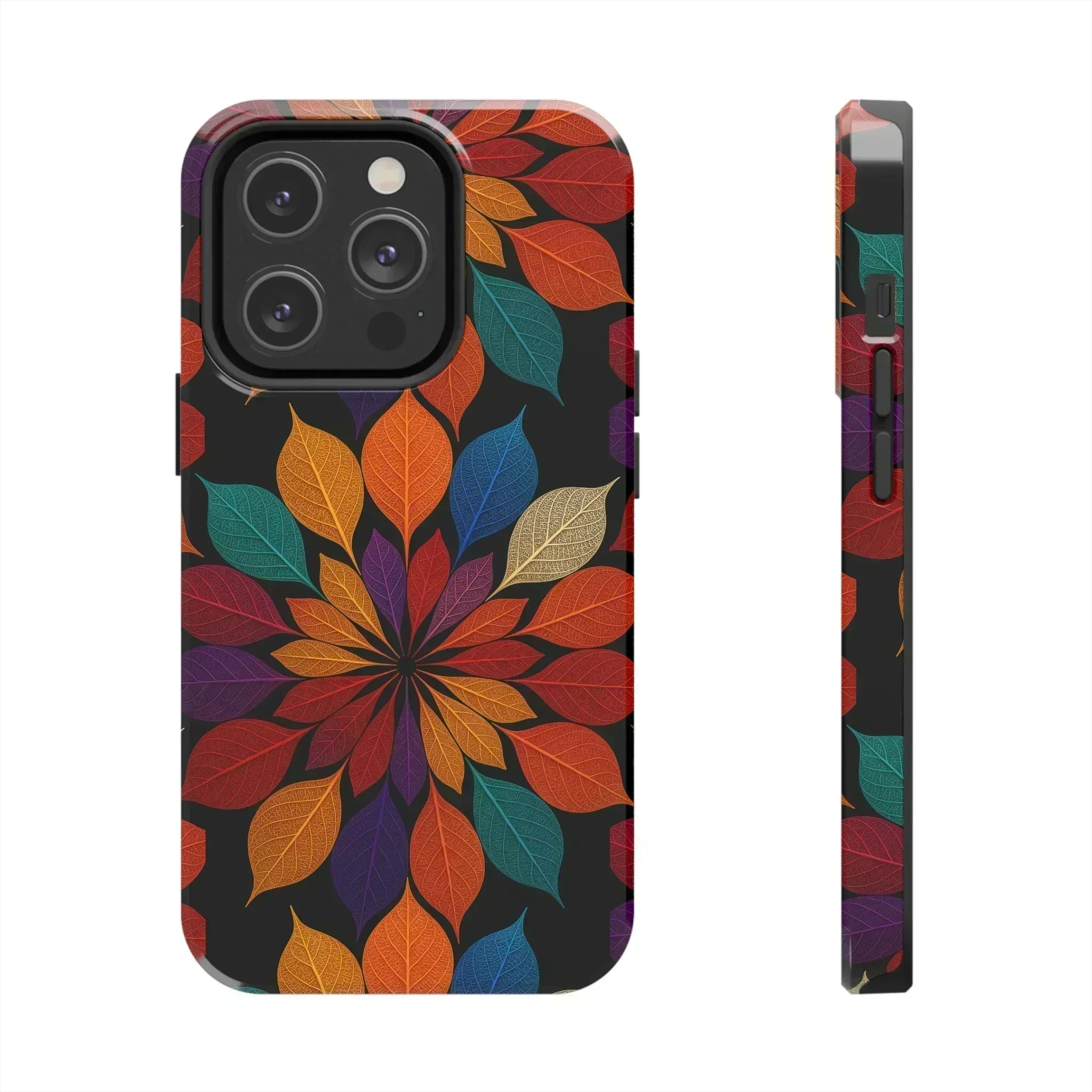 Leaf Mandala Phone Case for iPhone 11-16 and Galaxy S21-S24 - KARARMDESIGN