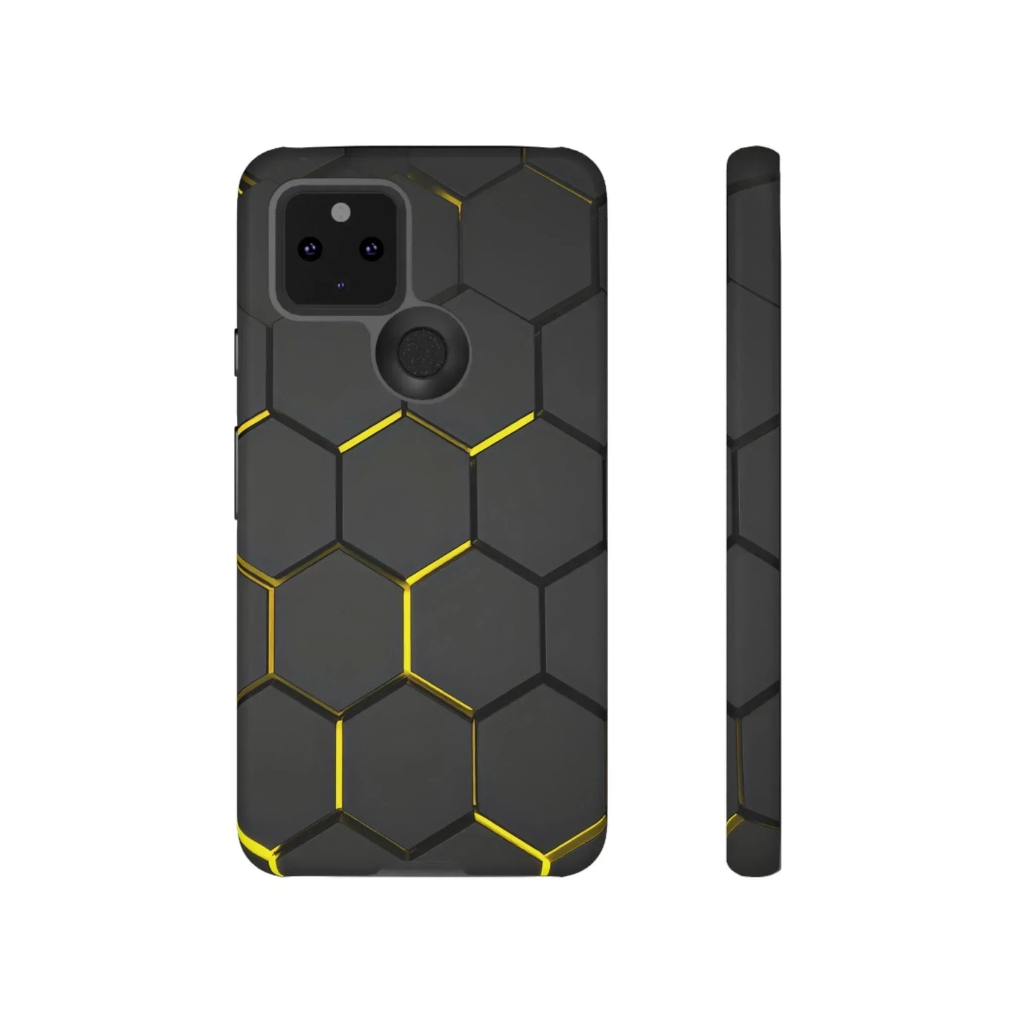 Black and Yellow Hexagon Geometric Tough Phone Case for Galaxy and Pixel - KarArmDesign