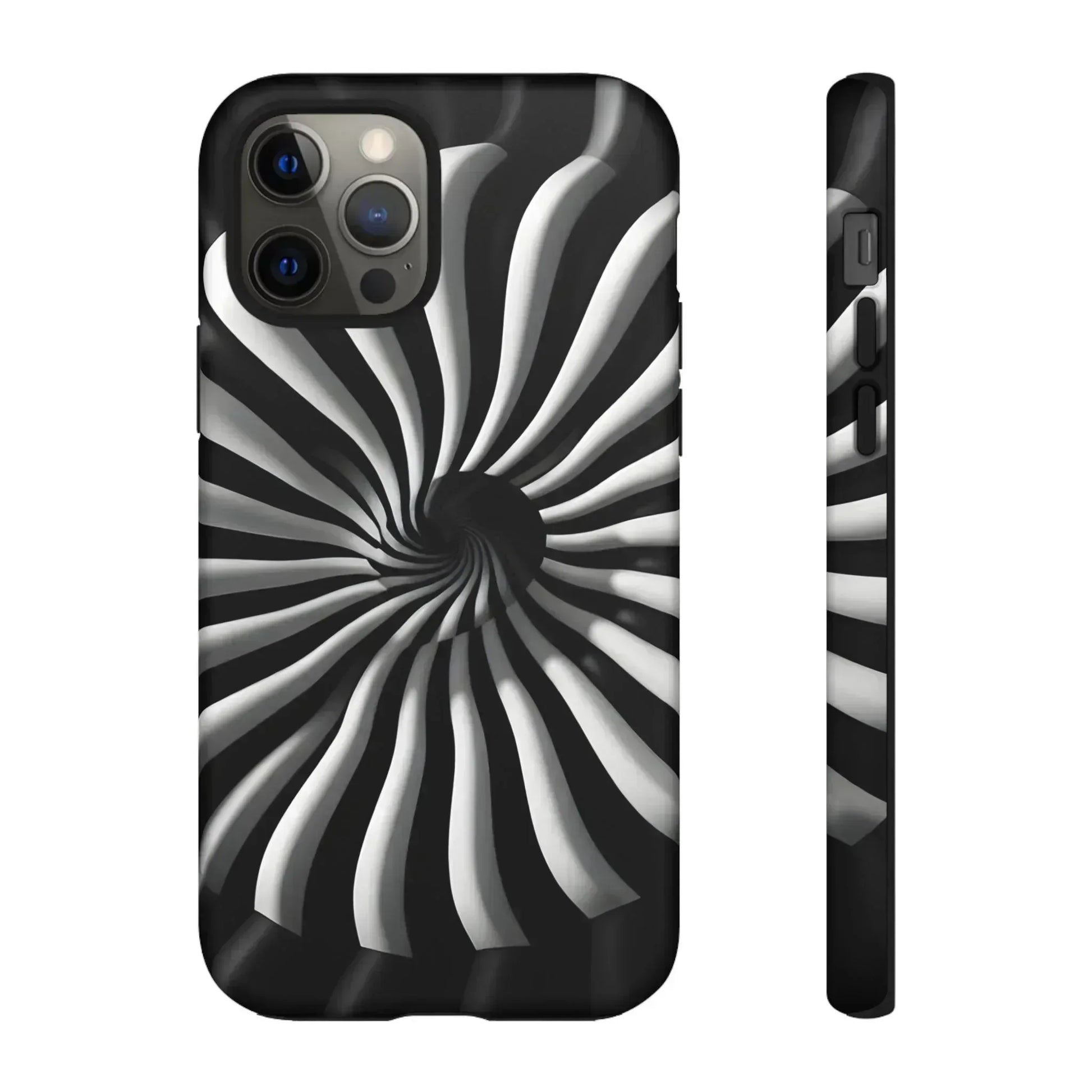 Hypnotic Black and White Spiral Phone Case for iPhone & Galaxy - KARARMDESIGN