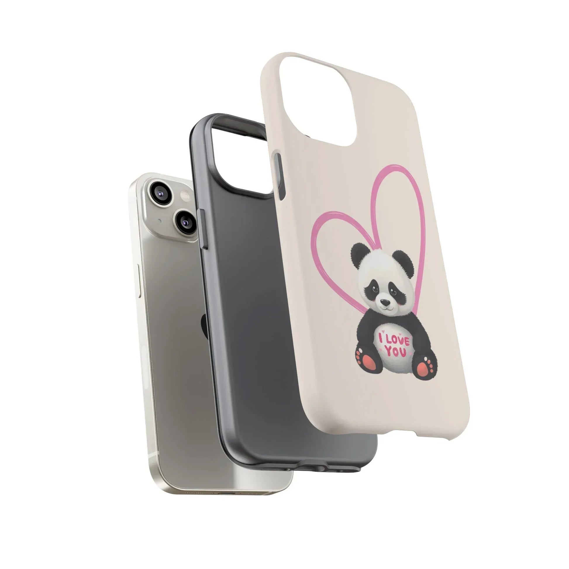Cute Panda Heart Love Phone Case for iPhone 8-16 - KARARMDESIGN