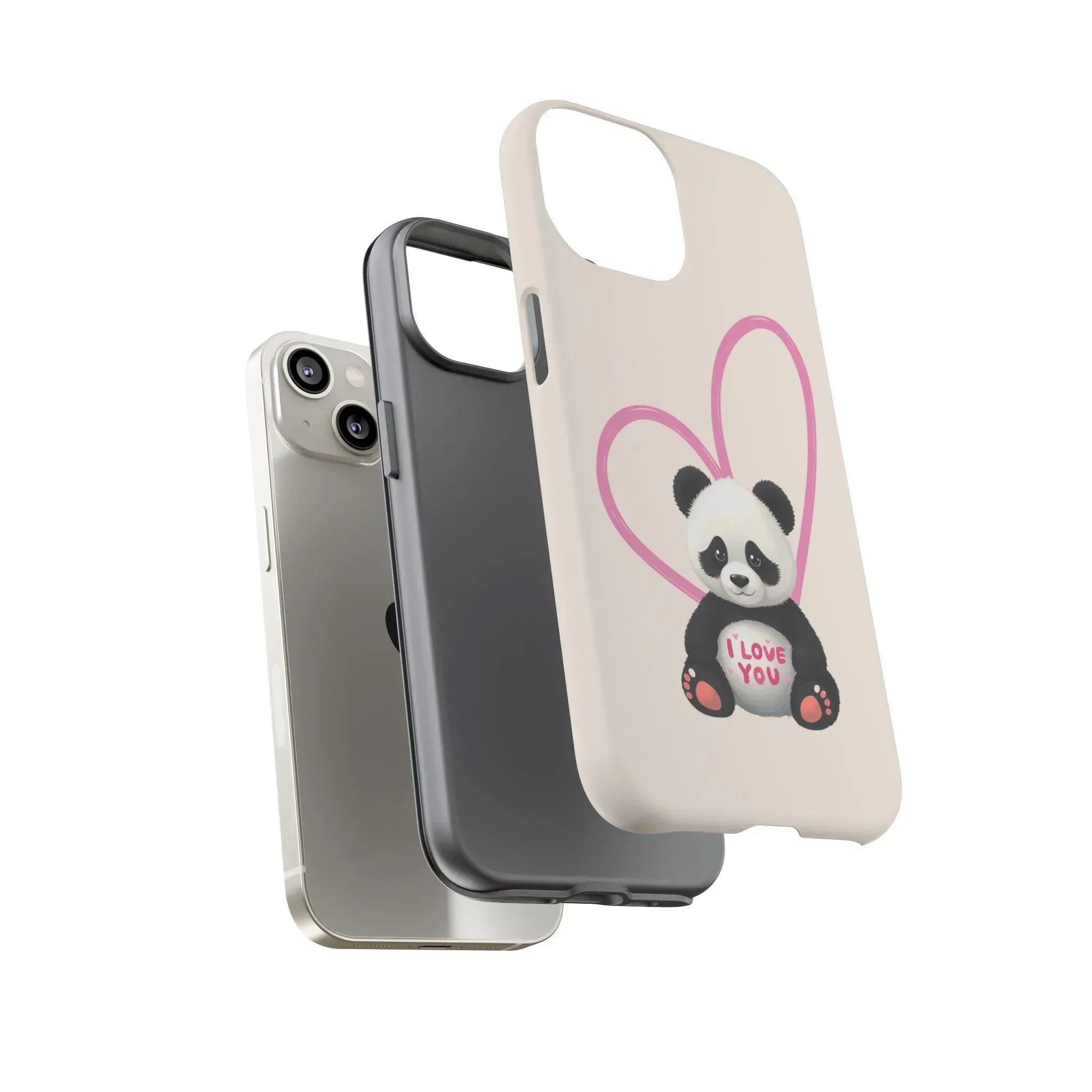 Cute Panda Heart Love Phone Case for iPhone 8-16 - KARARMDESIGN