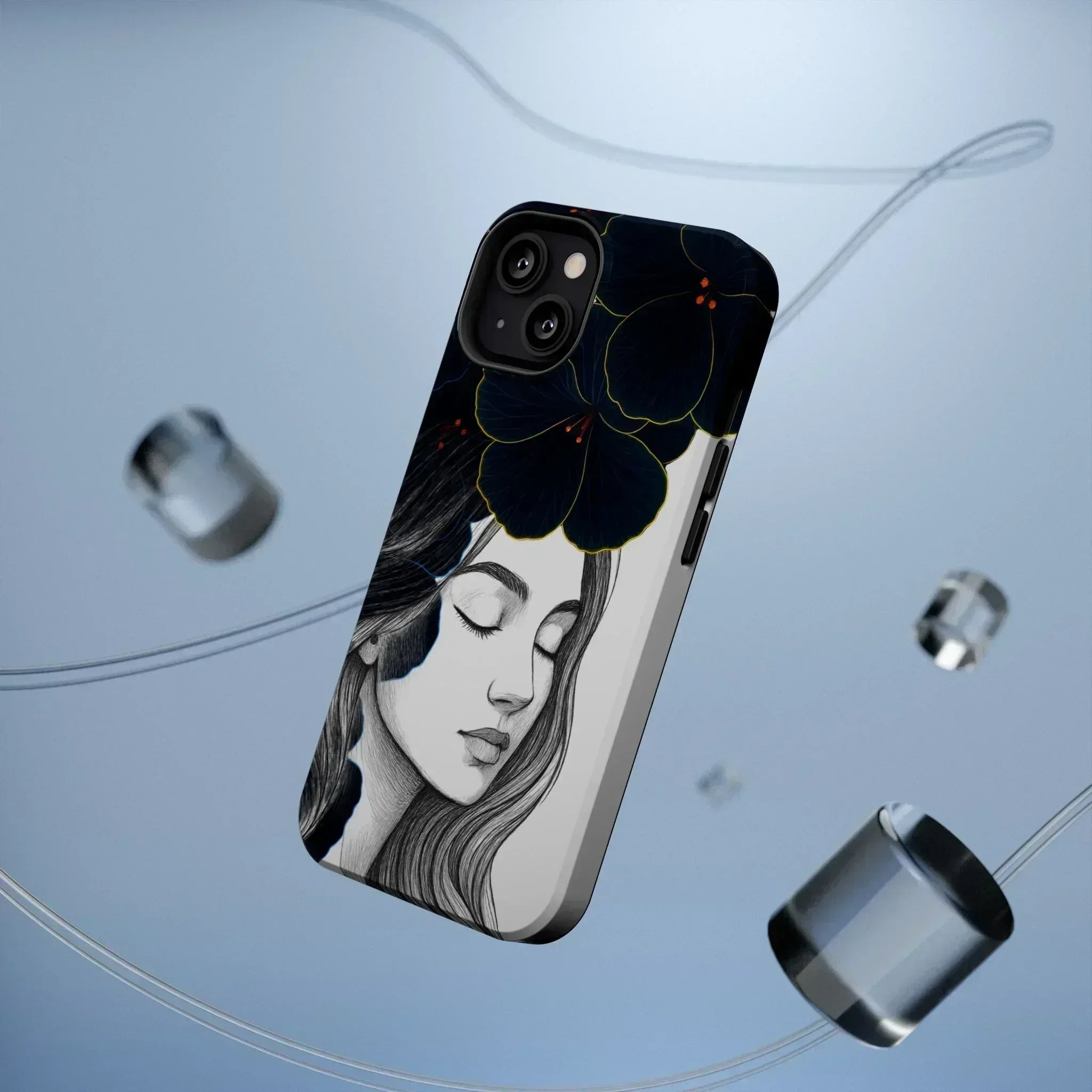 Dark Floral Elegance Phone Case for iPhone 13-16 - KARARMDESIGN