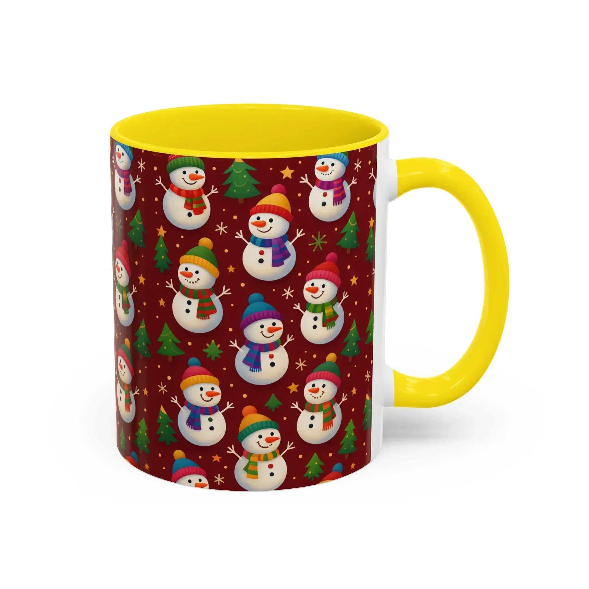 Festive Snowman Parade Accent Coffee Mug (11oz) - KARARMDESIGN