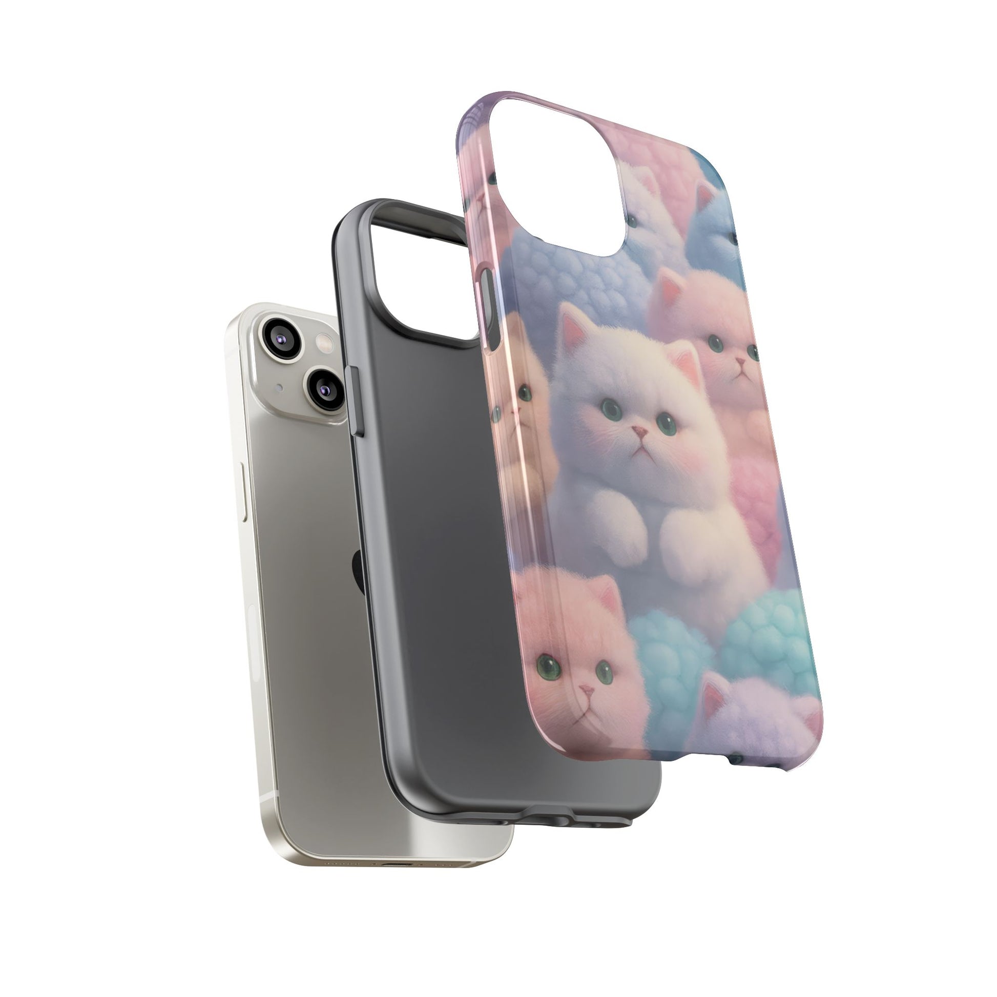 Pastel Kitten Phone Case for iPhone 8-17 and Samsung Galaxy S10-S25 Models - KARARMDESIGN