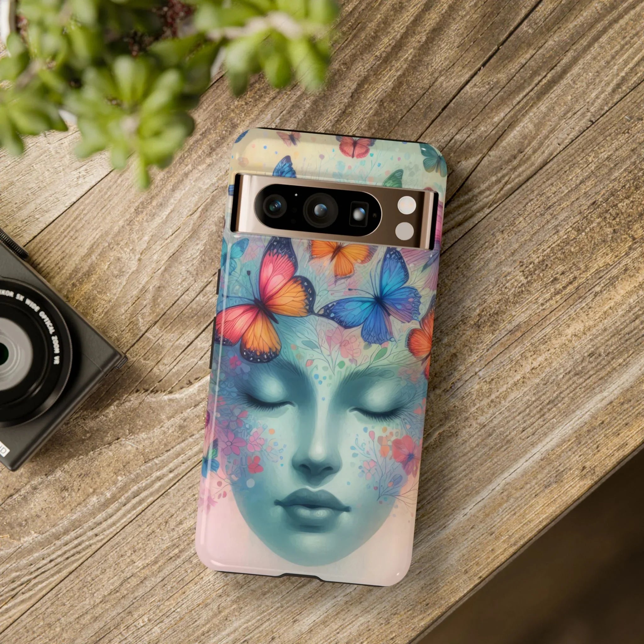 Butterfly Bloom Dreamy Woman Phone Case for Galaxy and Pixel - KARARMDESIGN