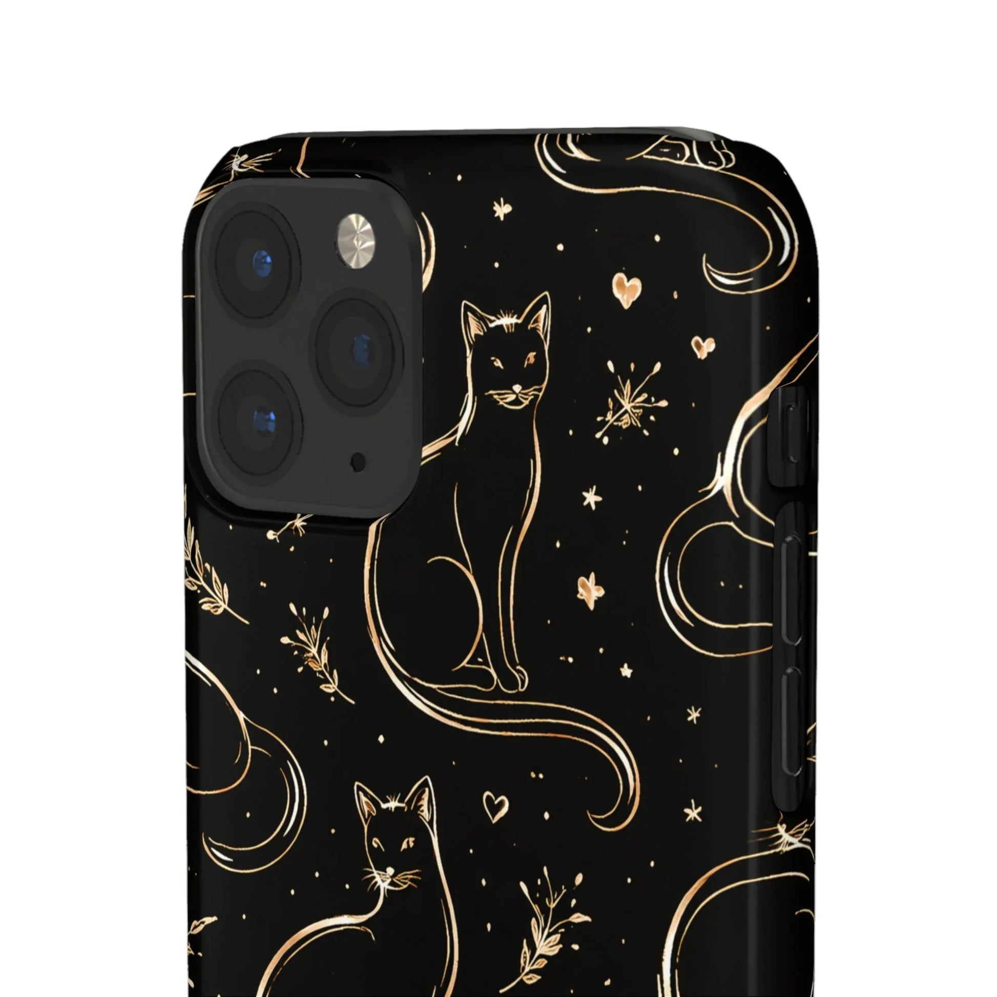 Golden Cat Pattern Phone Case for iPhone 11–17 & Galaxy S21–S25 - KARARMDESIGN