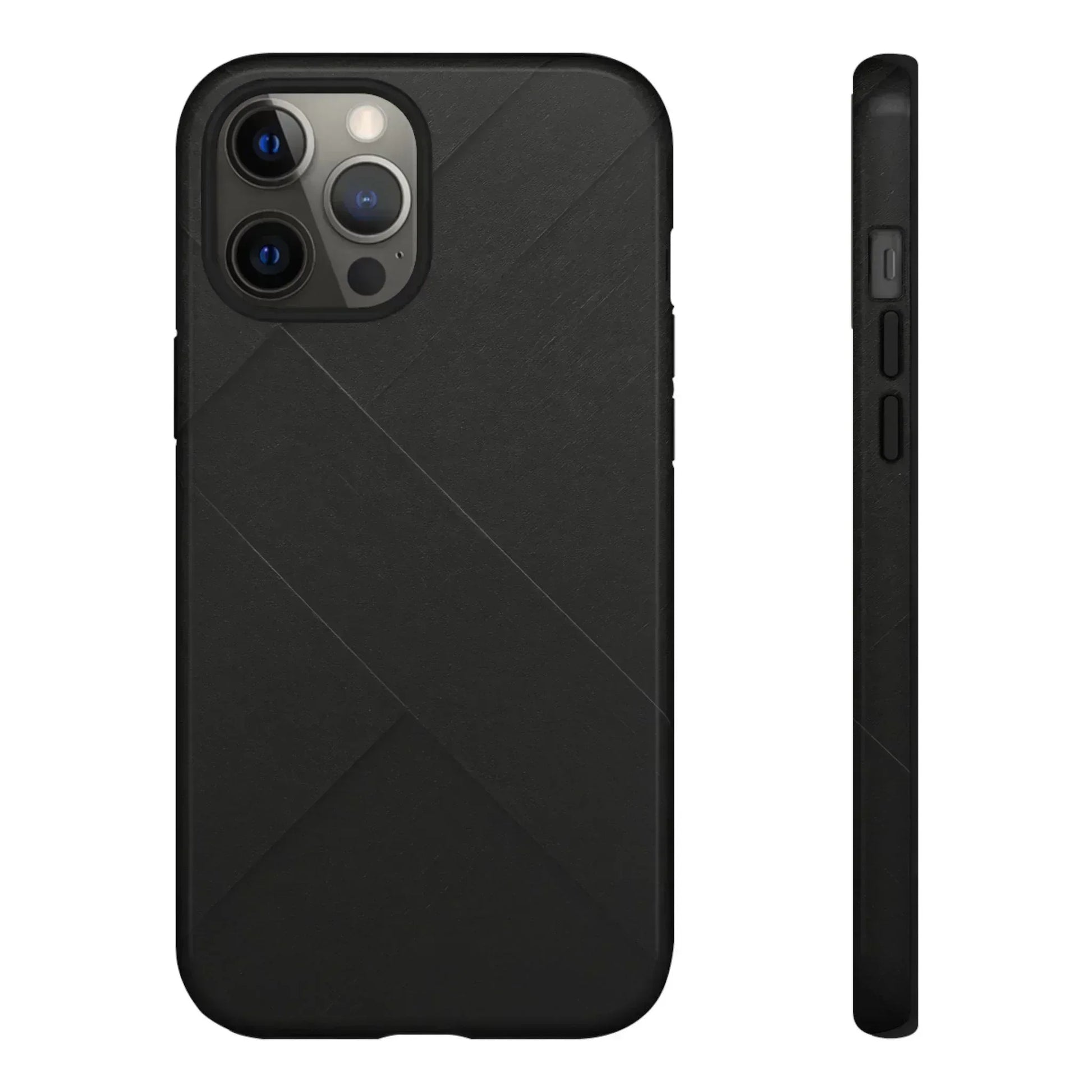 Matte Black Diagonal Line Phone Case for iPhone 8-16 and Galaxy S10-S25 - KARARMDESIGN