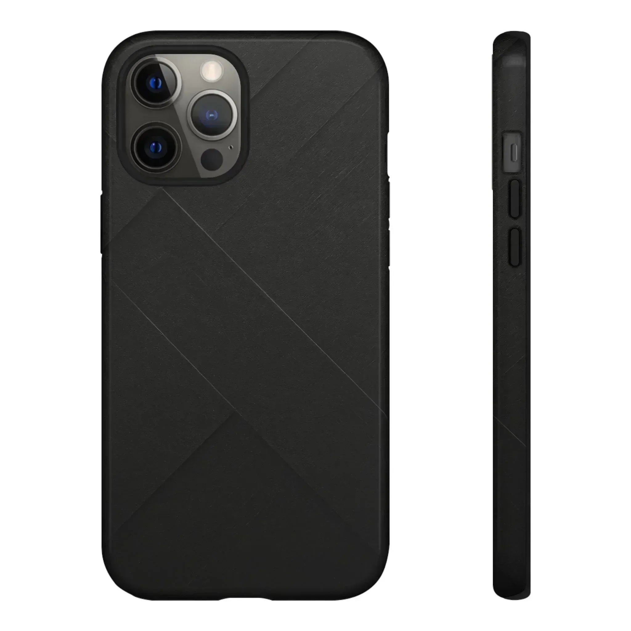 Matte Black Diagonal Line Phone Case for iPhone 8-16 and Galaxy S10-S25 - KARARMDESIGN
