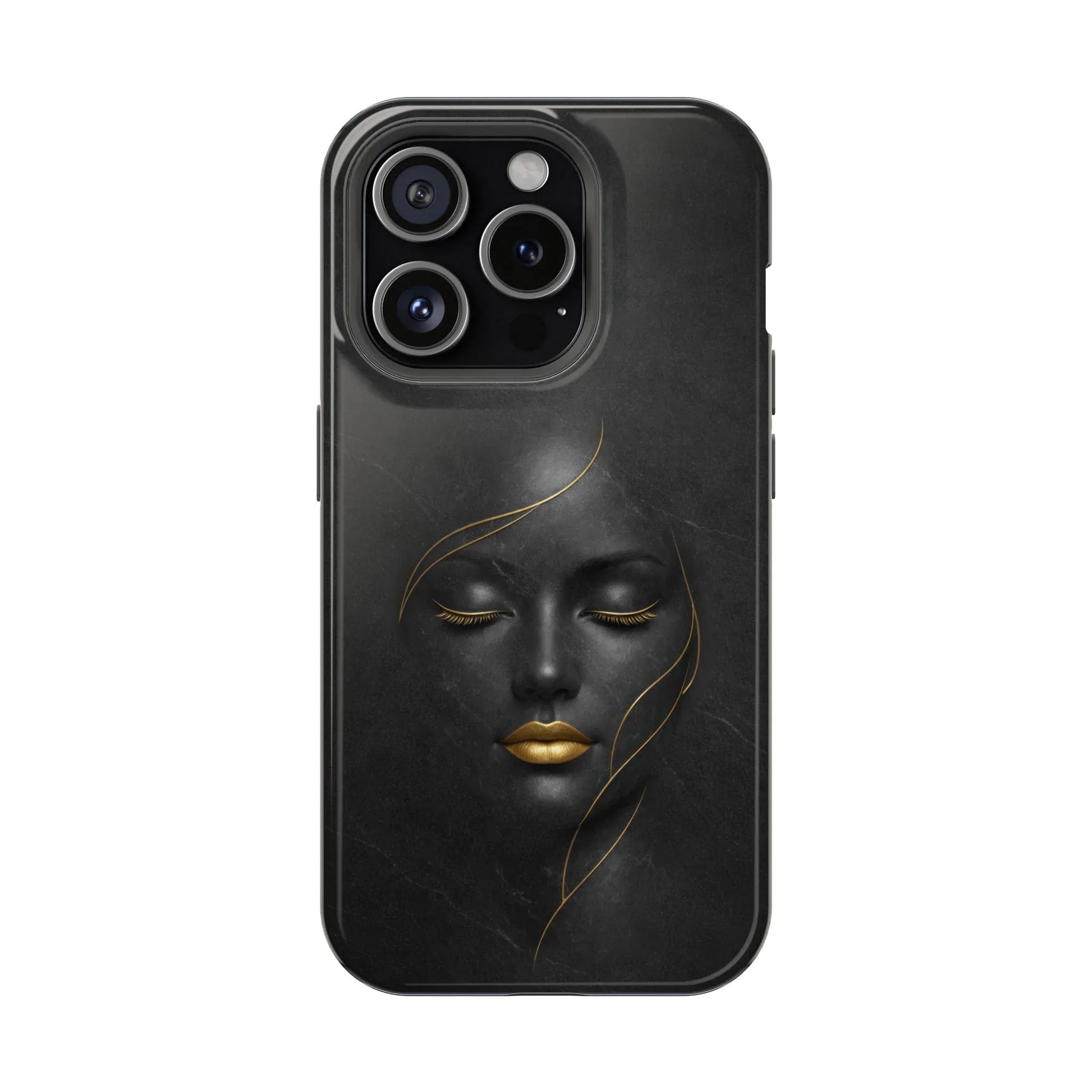 Black Gold Face Phone Case for iPhone 13-17 - KARARMDESIGN