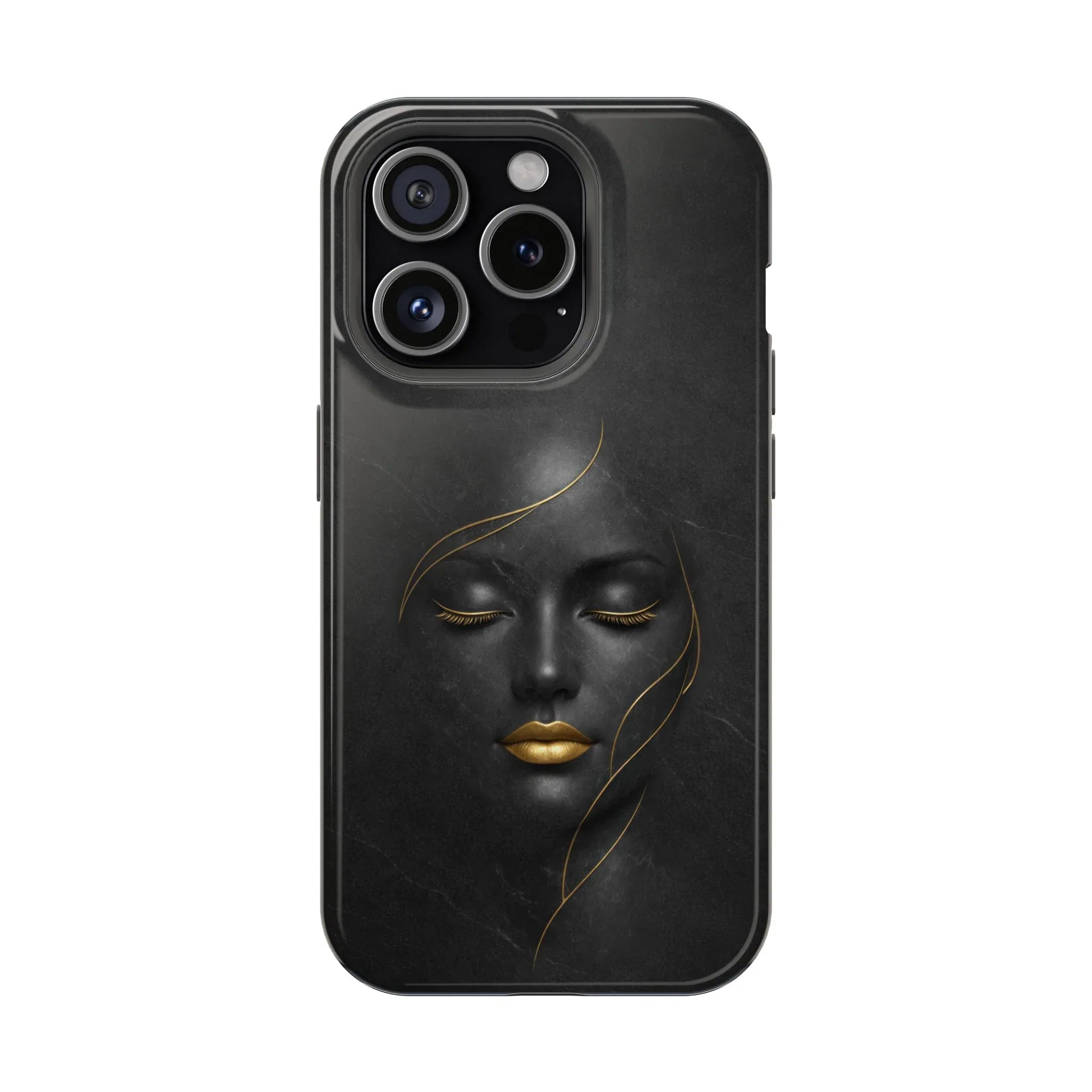 Black Gold Face Phone Case for iPhone 13-17 - KARARMDESIGN