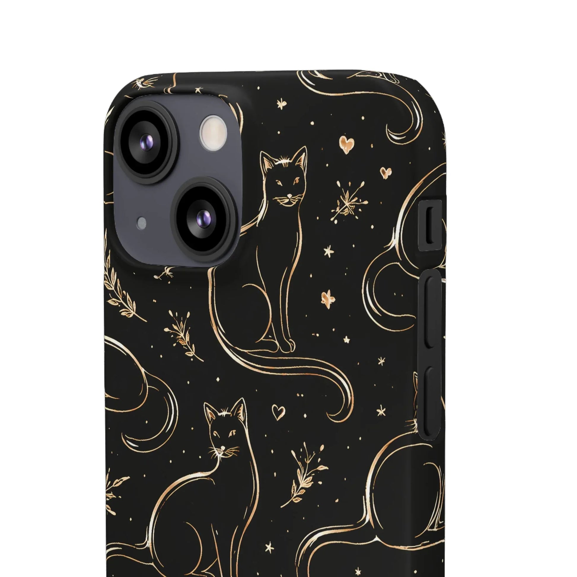 Golden Cat Pattern Phone Case for iPhone 11–17 & Galaxy S21–S25 - KARARMDESIGN