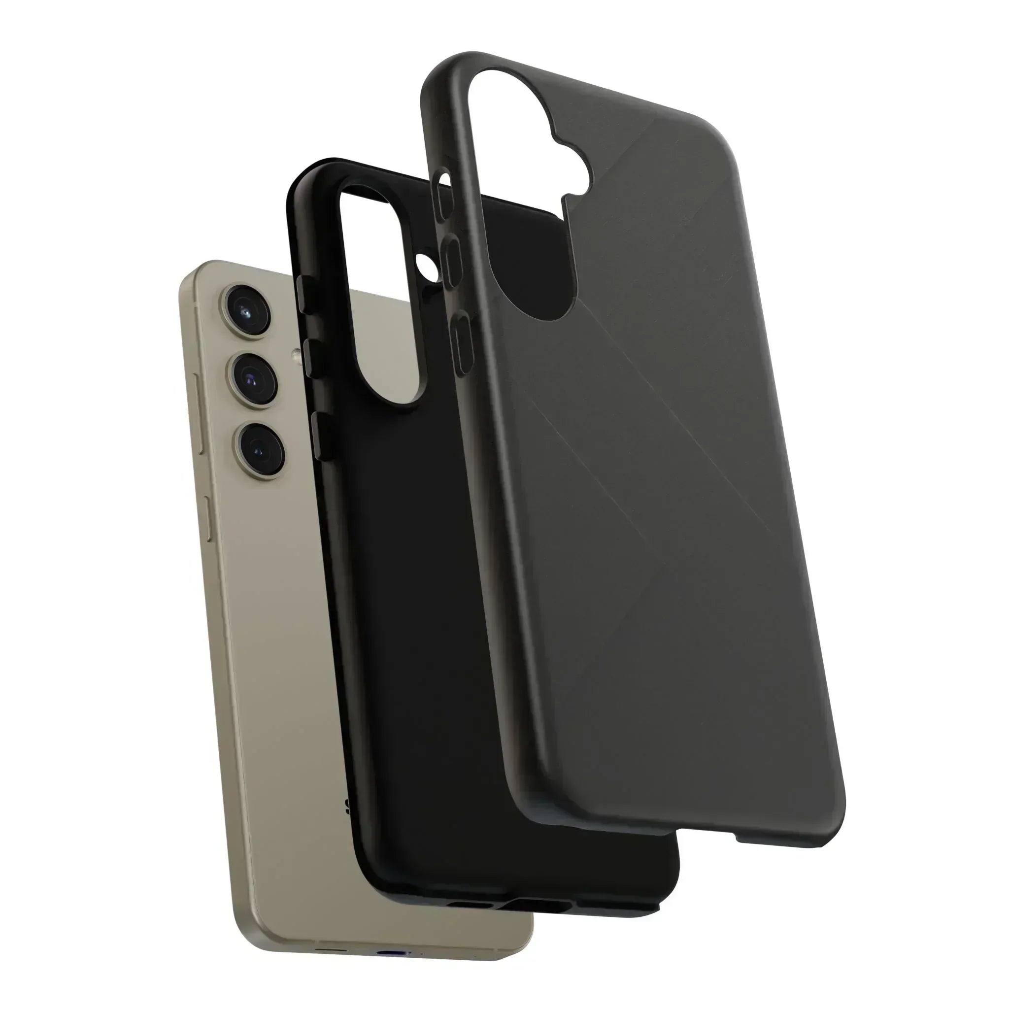 Matte Black Diagonal Line Phone Case for iPhone 8-16 and Galaxy S10-S25 - KARARMDESIGN