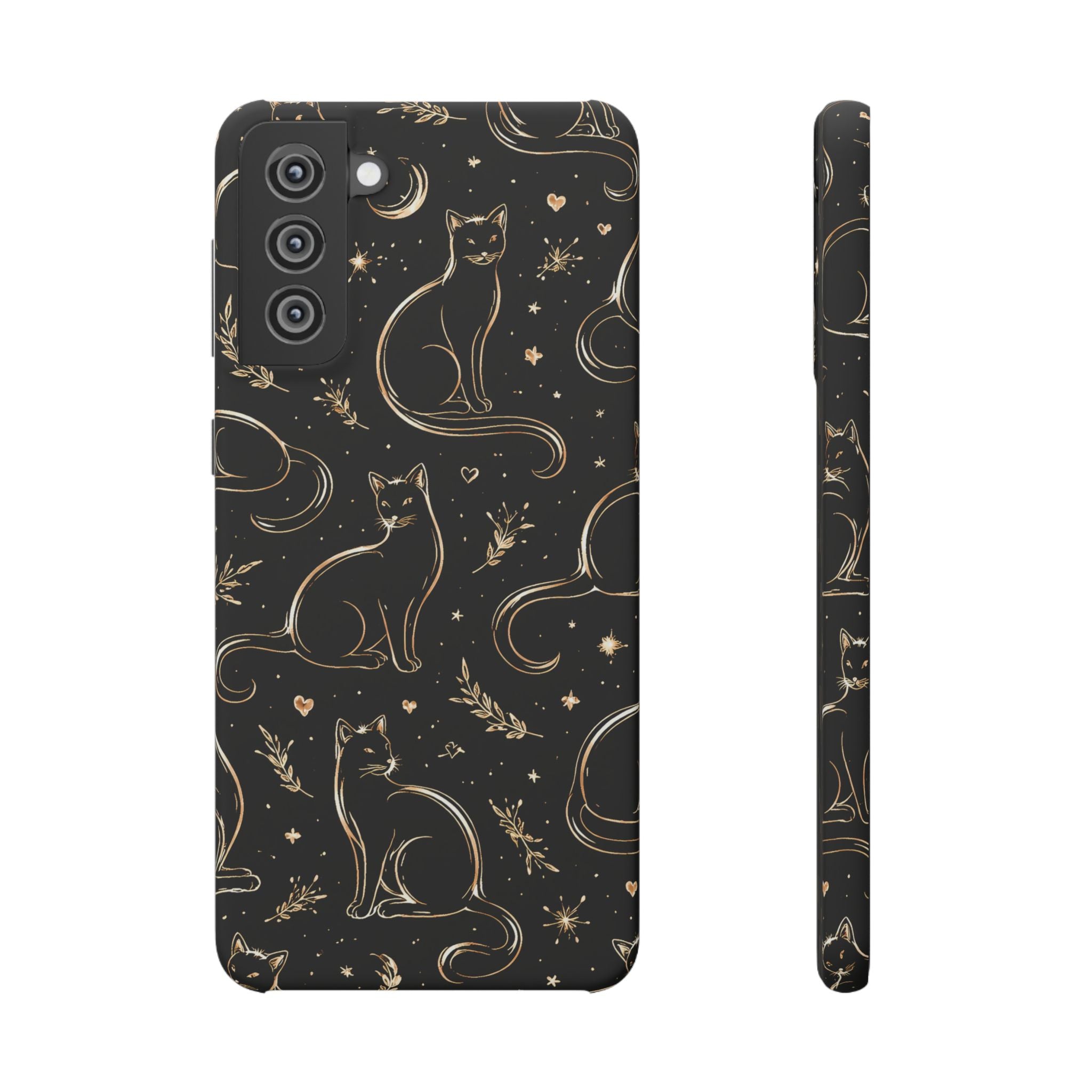 Golden Cat Pattern Phone Case for iPhone 11-17 and Galaxy S20-S26