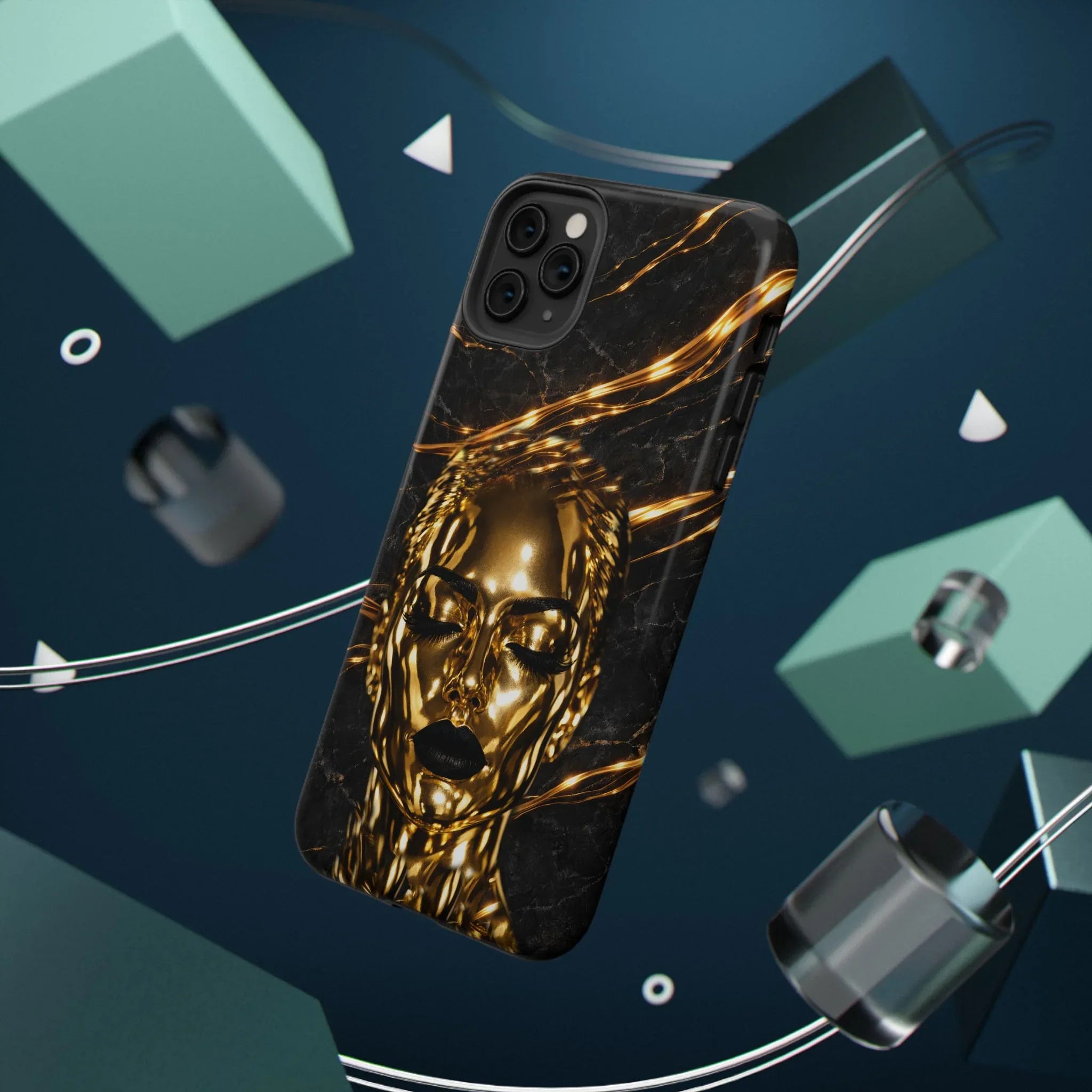 Luxury Gold Portrait Phone Case for iPhone 11-17 and Galaxy S21-S25 - KARARMDESIGN