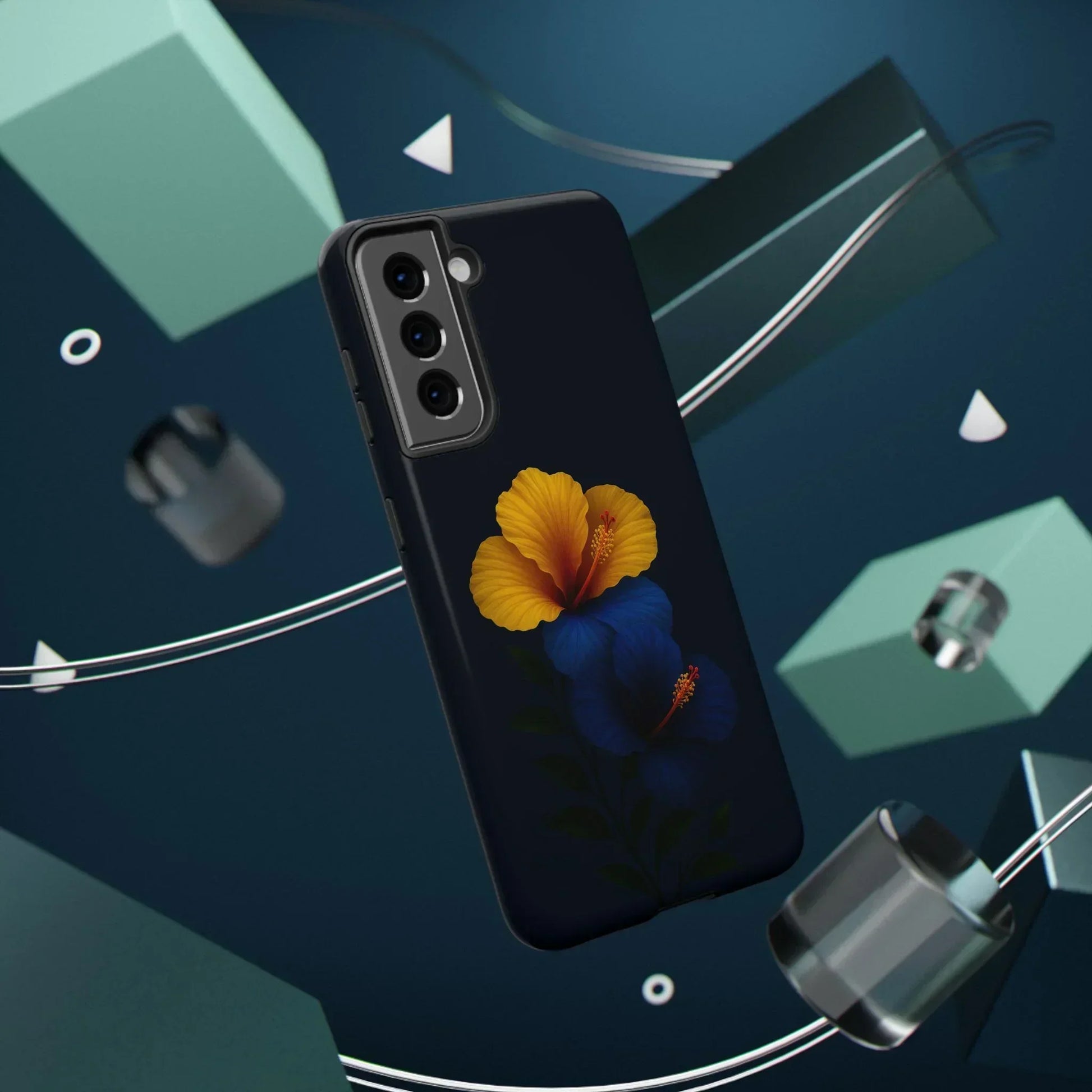 Elegant hibiscus phone case Impact-Resistant Cases for iPhone 12-16 and Samsung Galaxy S21-S22 Models - KarArmDesign