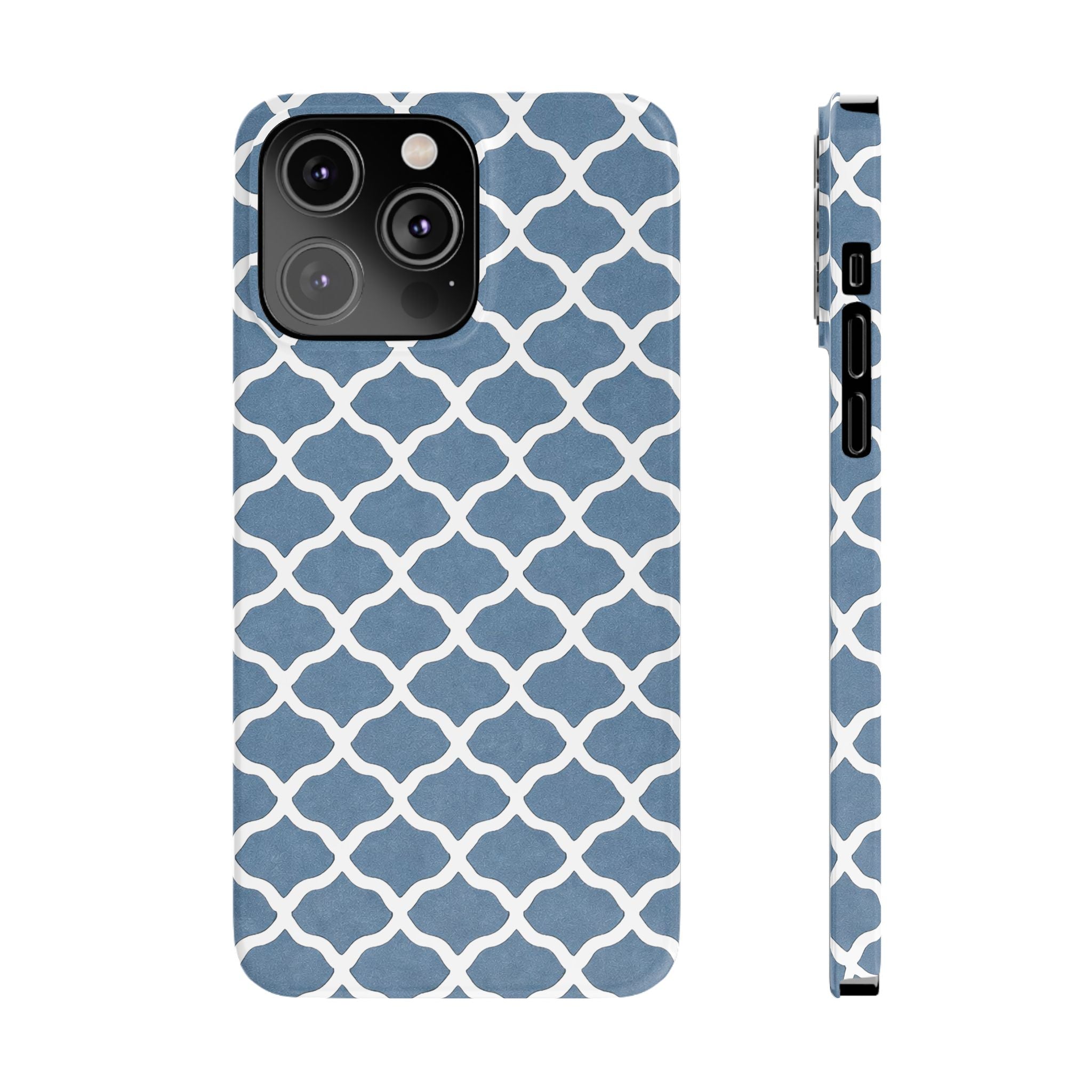 Azure Lattice Pattern Phone Case Slim Phone Cases for iPhone 11-17