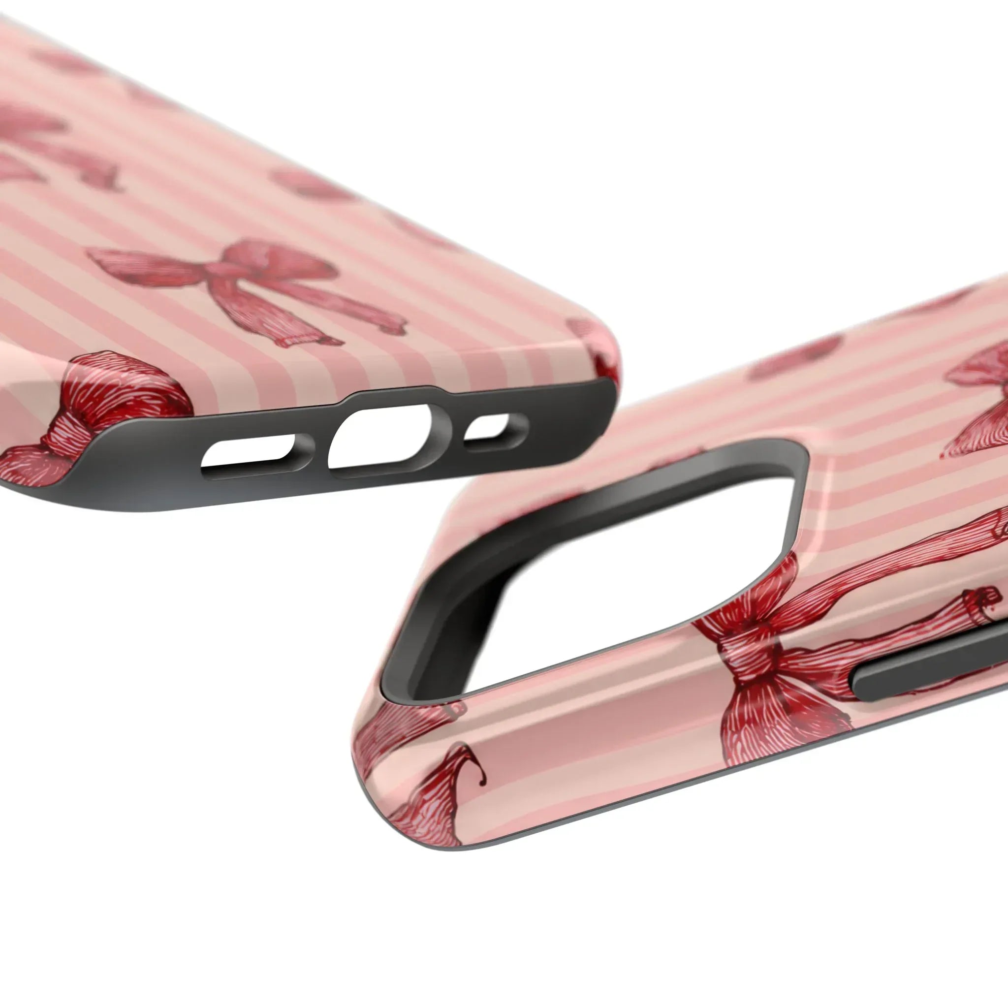 Red Bow Stripe Phone Case for iPhone 11-17 & Galaxy S21-S22 - KARARMDESIGN