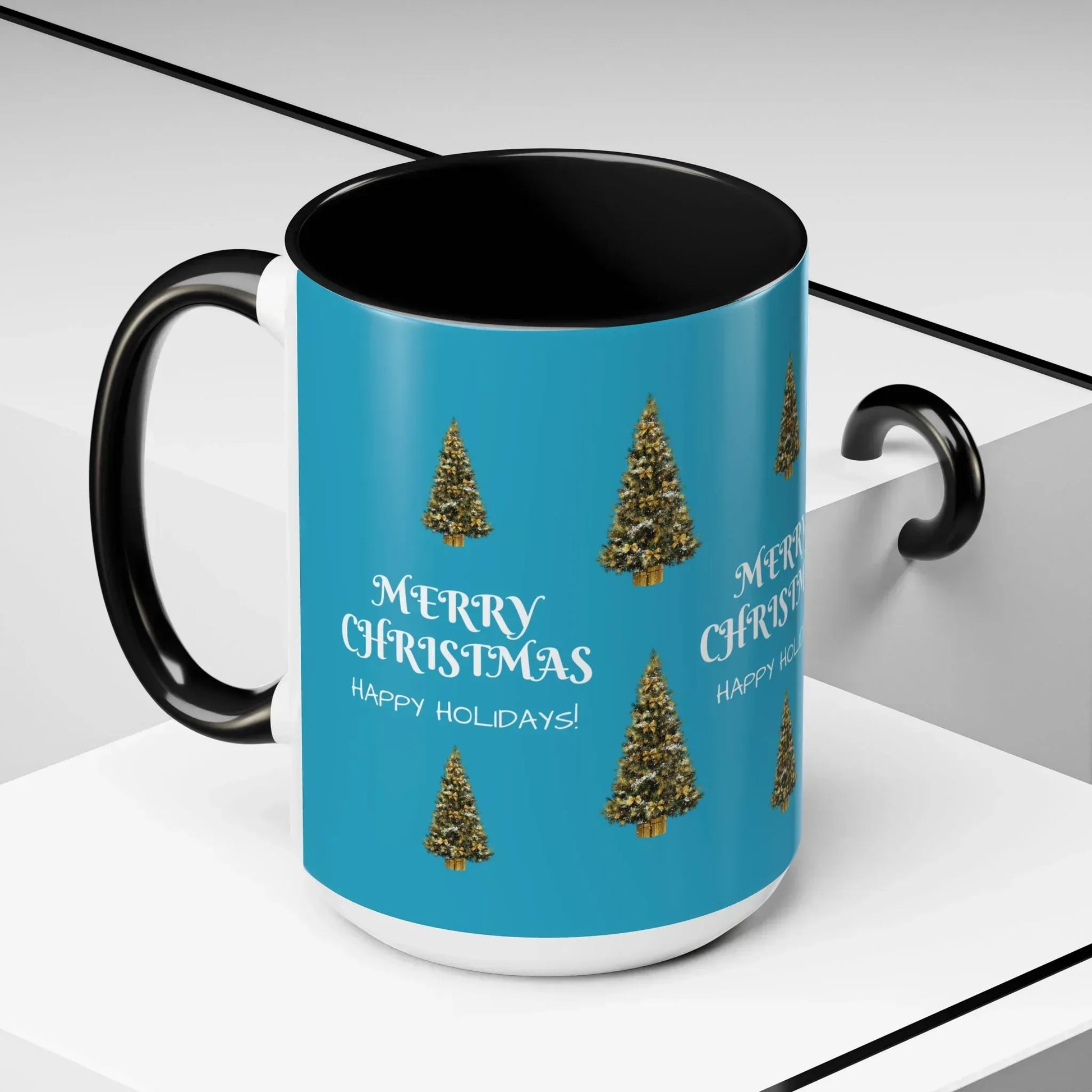 Merry Christmas and Happy Holidays Mug - Accent Coffee Mug (11, 15oz) - KARARMDESIGN