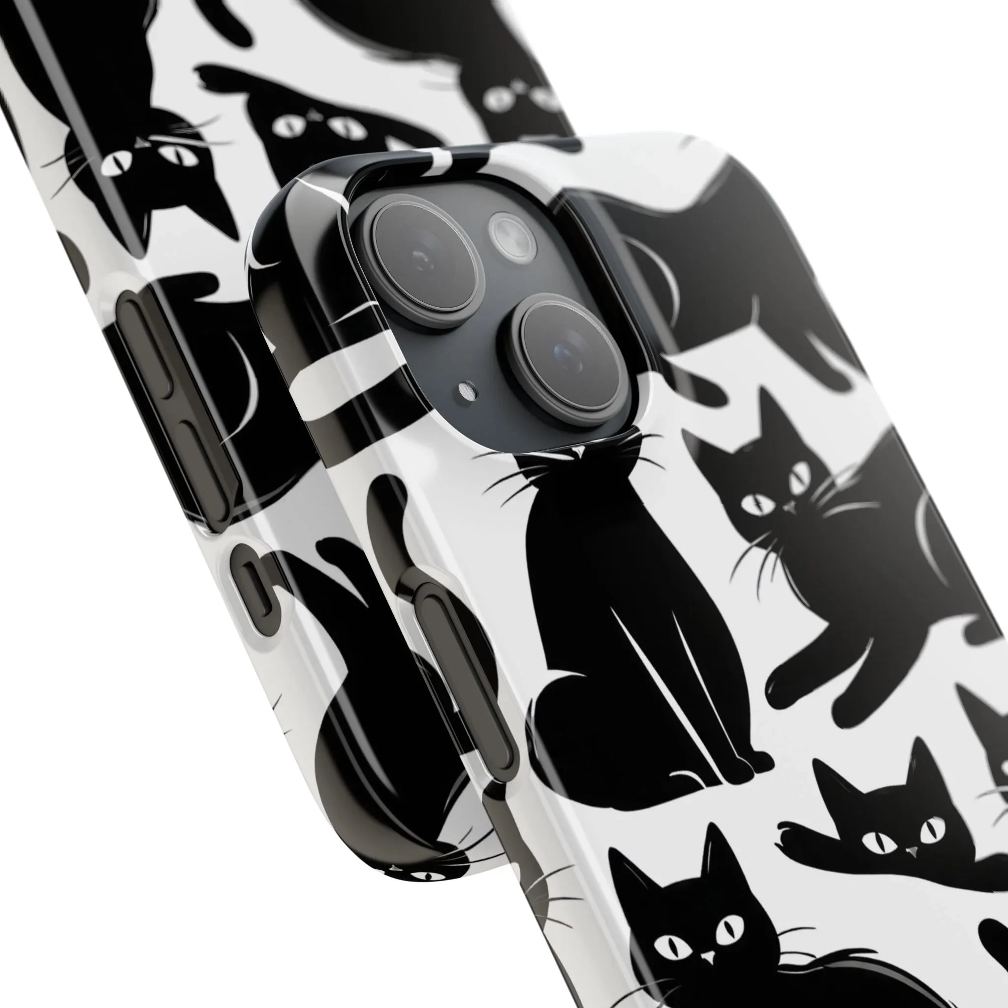 Black Cats Phone Case for iPhone 11-17 and Galaxy S20-S25 - KARARMDESIGN