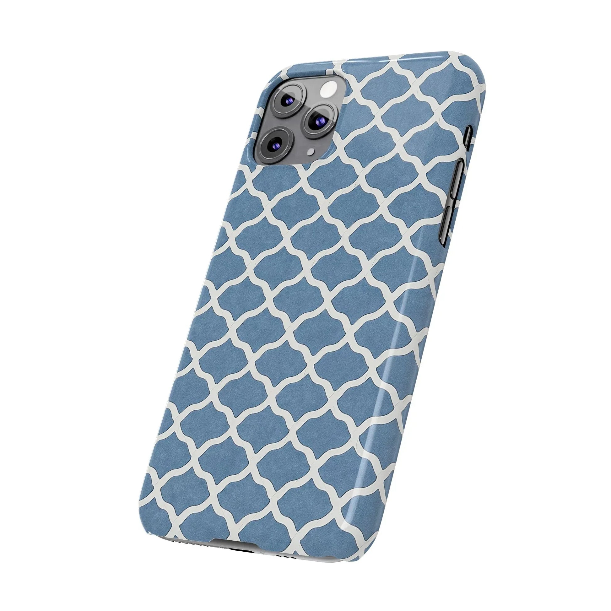 Azure Lattice Pattern Phone Case Slim Phone Cases for iPhone 11-17 - KARARMDESIGN