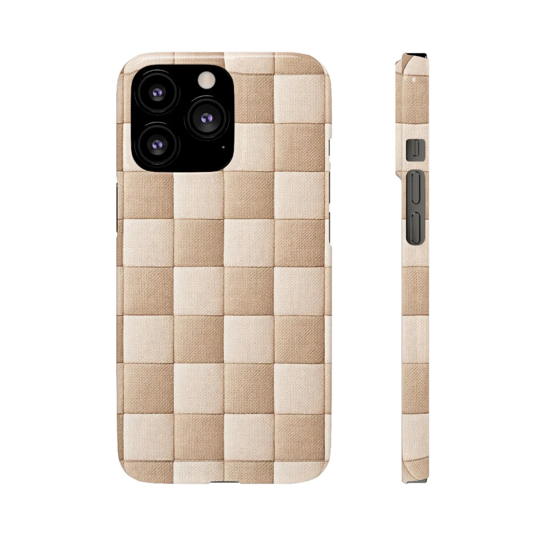 Beige Woven Phone Case for iPhone 11-17 and Galaxy S20-S25 - KARARMDESIGN