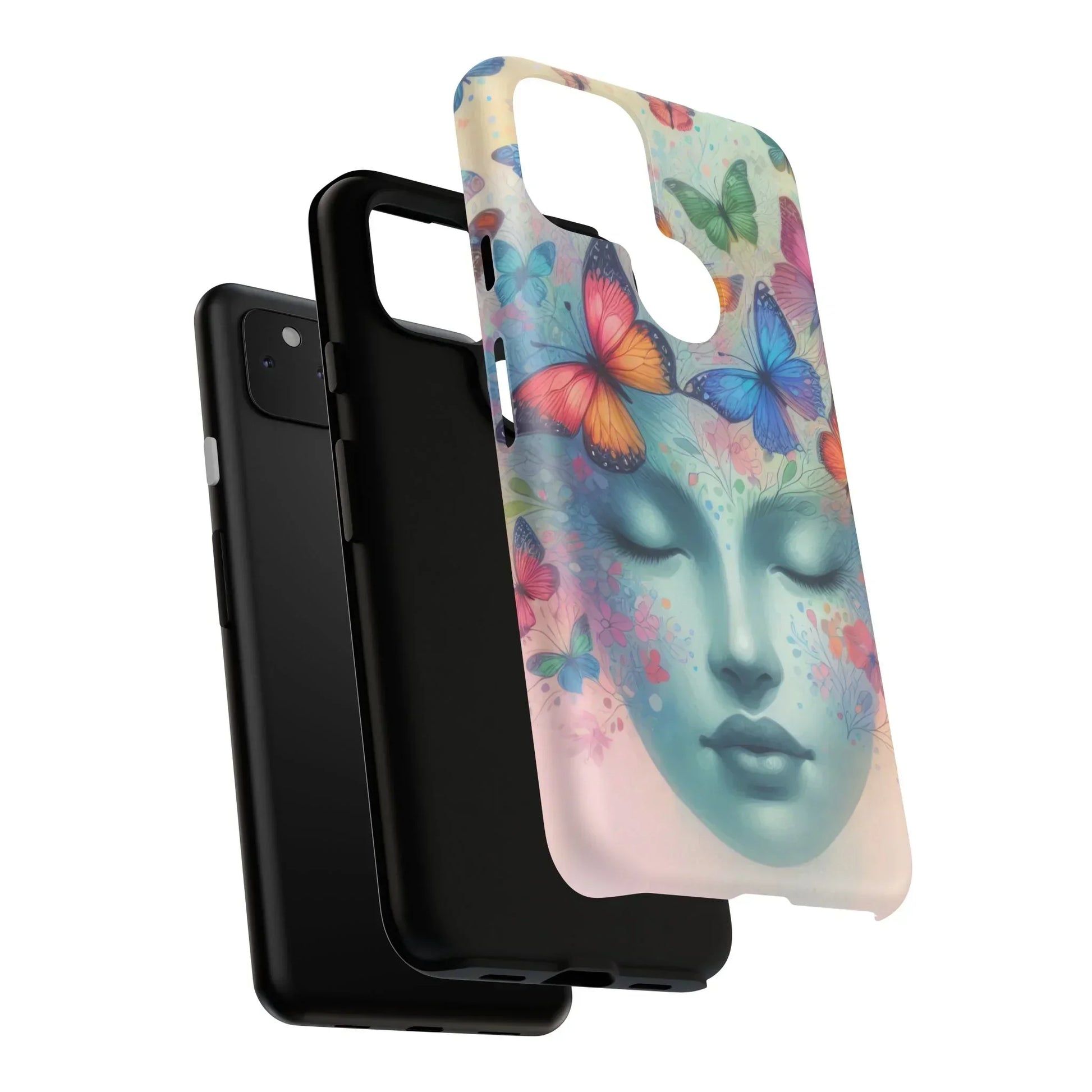 Butterfly Bloom Dreamy Woman Phone Case for Galaxy and Pixel - KarArmDesign