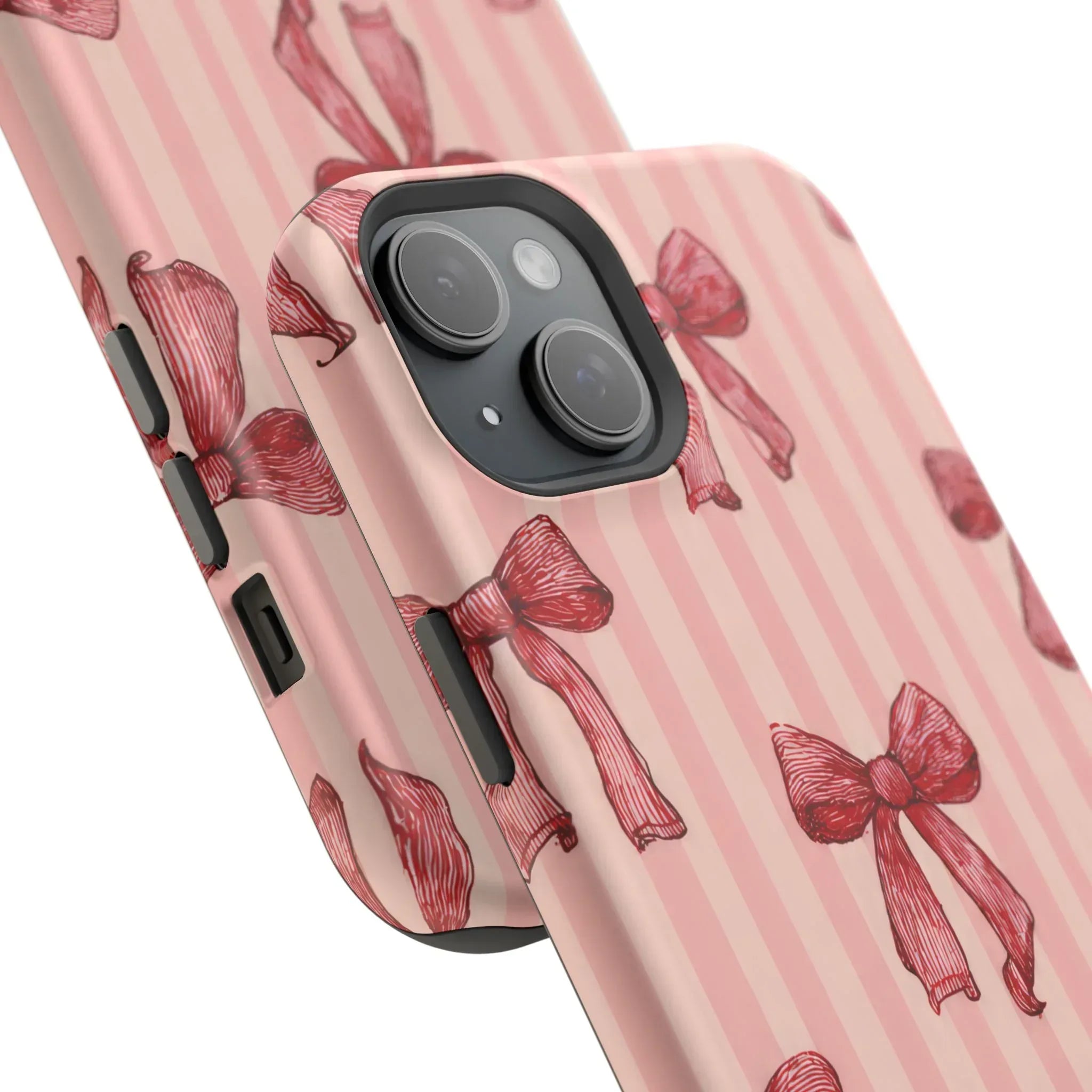 Red Bow Stripe Phone Case for iPhone 11-17 & Galaxy S21-S22 - KARARMDESIGN