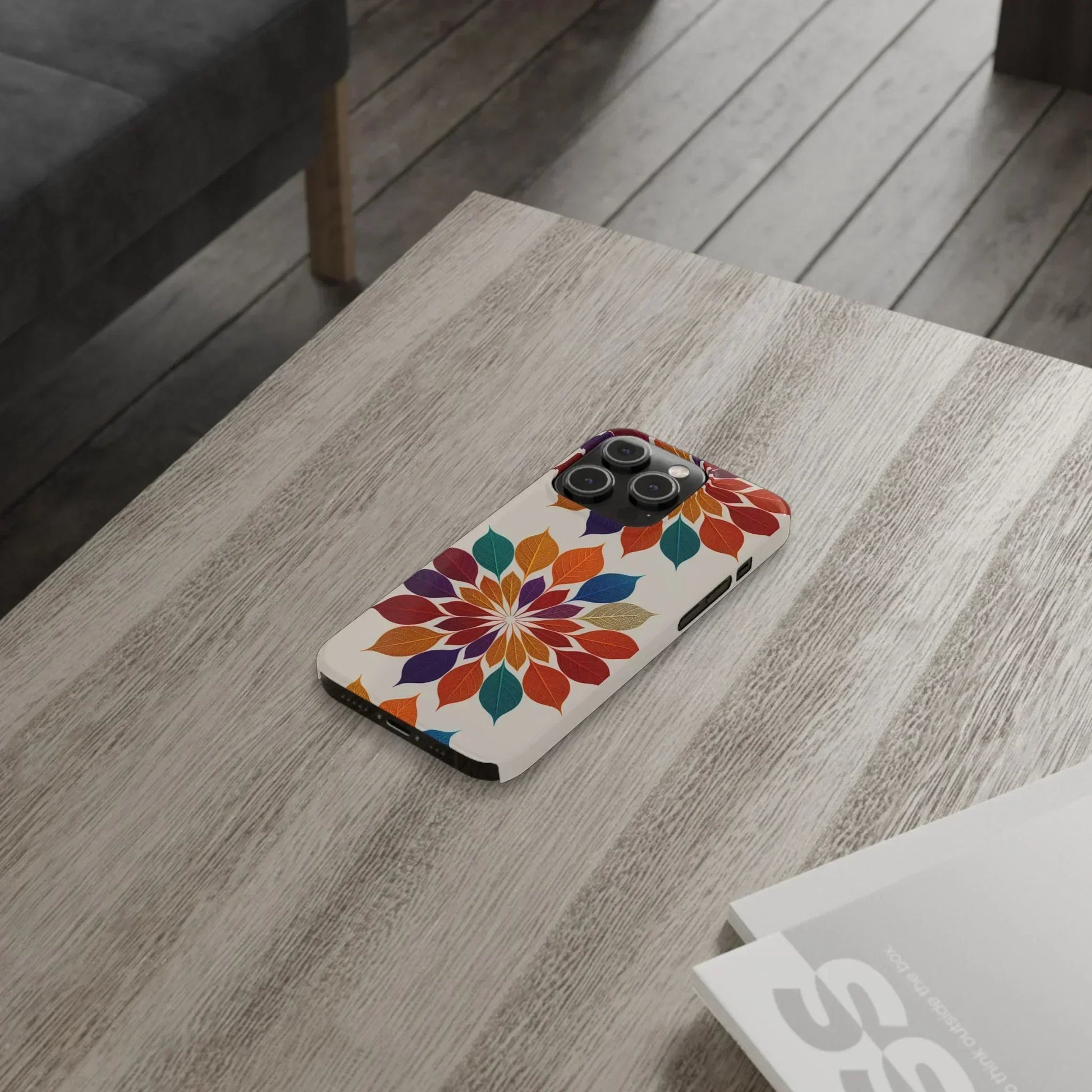 Leaf Mandala Botanical Burst Design Slim Phone Case for iPhone 7-16 Models - KarArmDesign