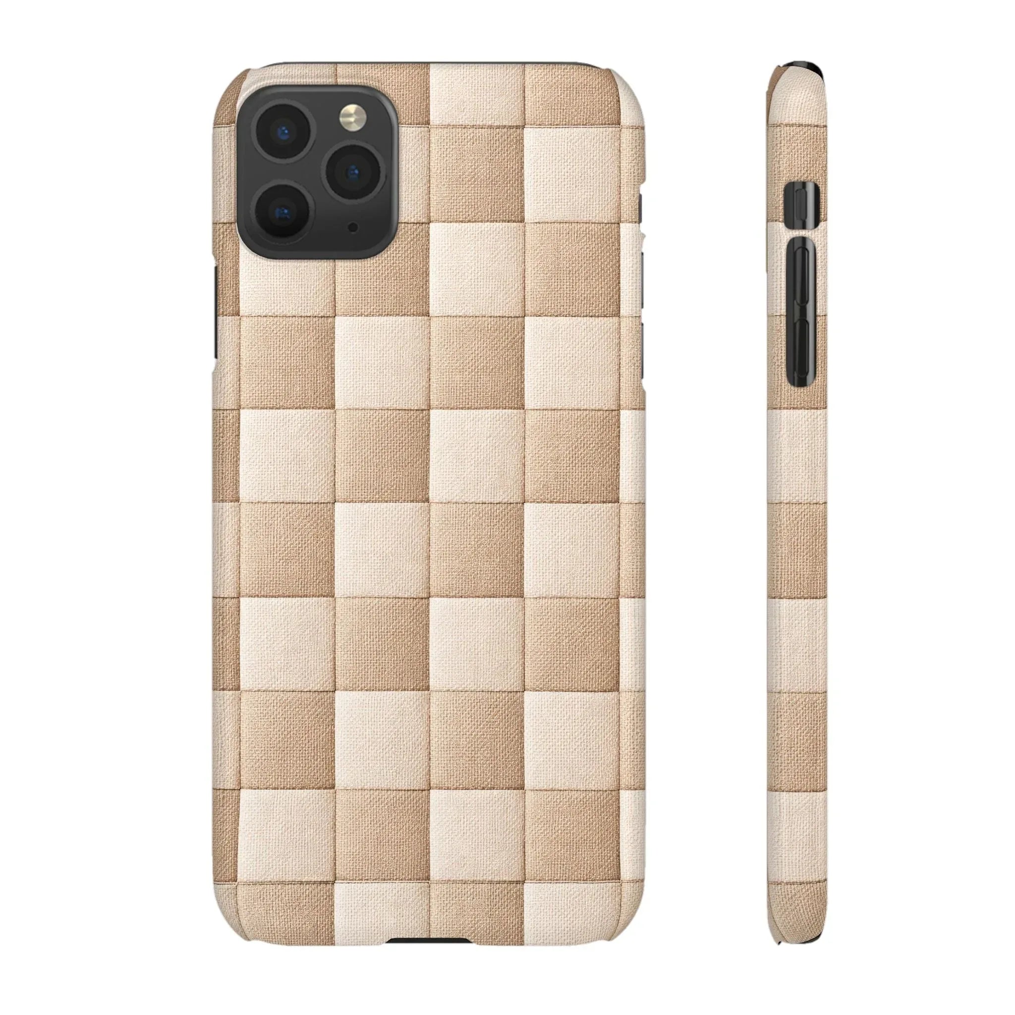 Beige Woven Phone Case for iPhone 11-17 and Galaxy S20-S25 - KARARMDESIGN