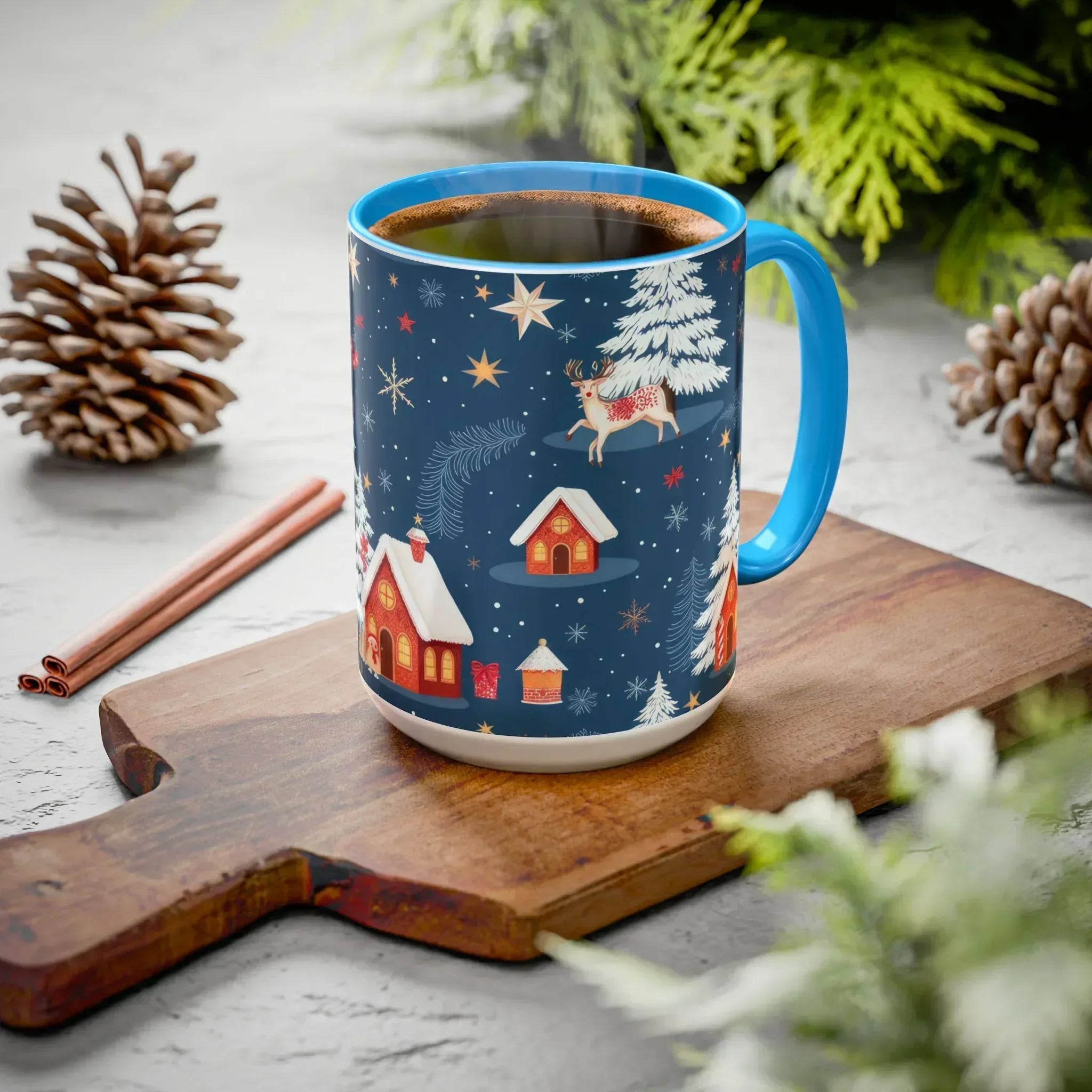 Dark Blue Christmas Mug - Colorful Mugs (11oz, 15oz) - KARARMDESIGN