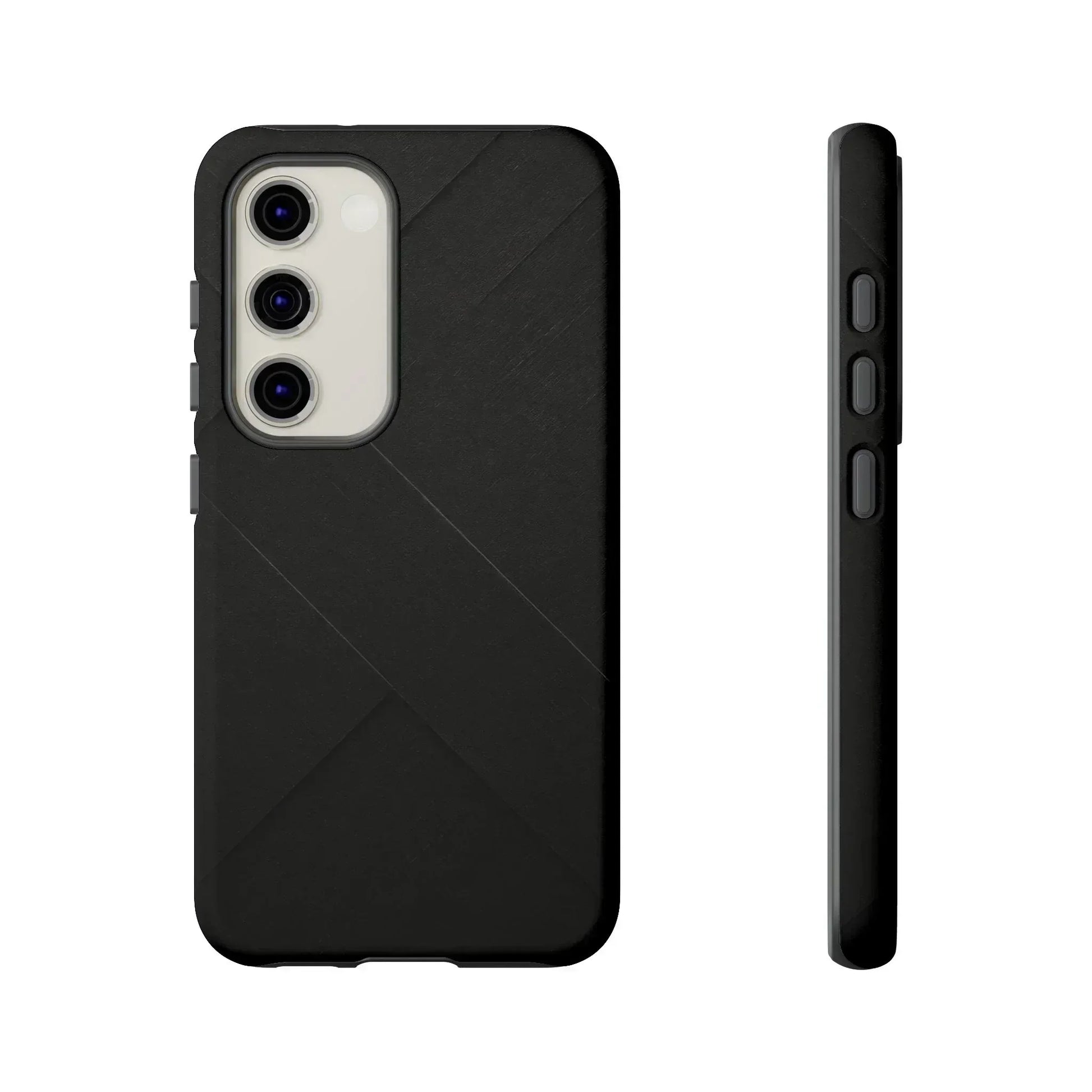 Matte Black Diagonal Line Phone Case for iPhone 8-16 and Galaxy S10-S25 - KARARMDESIGN