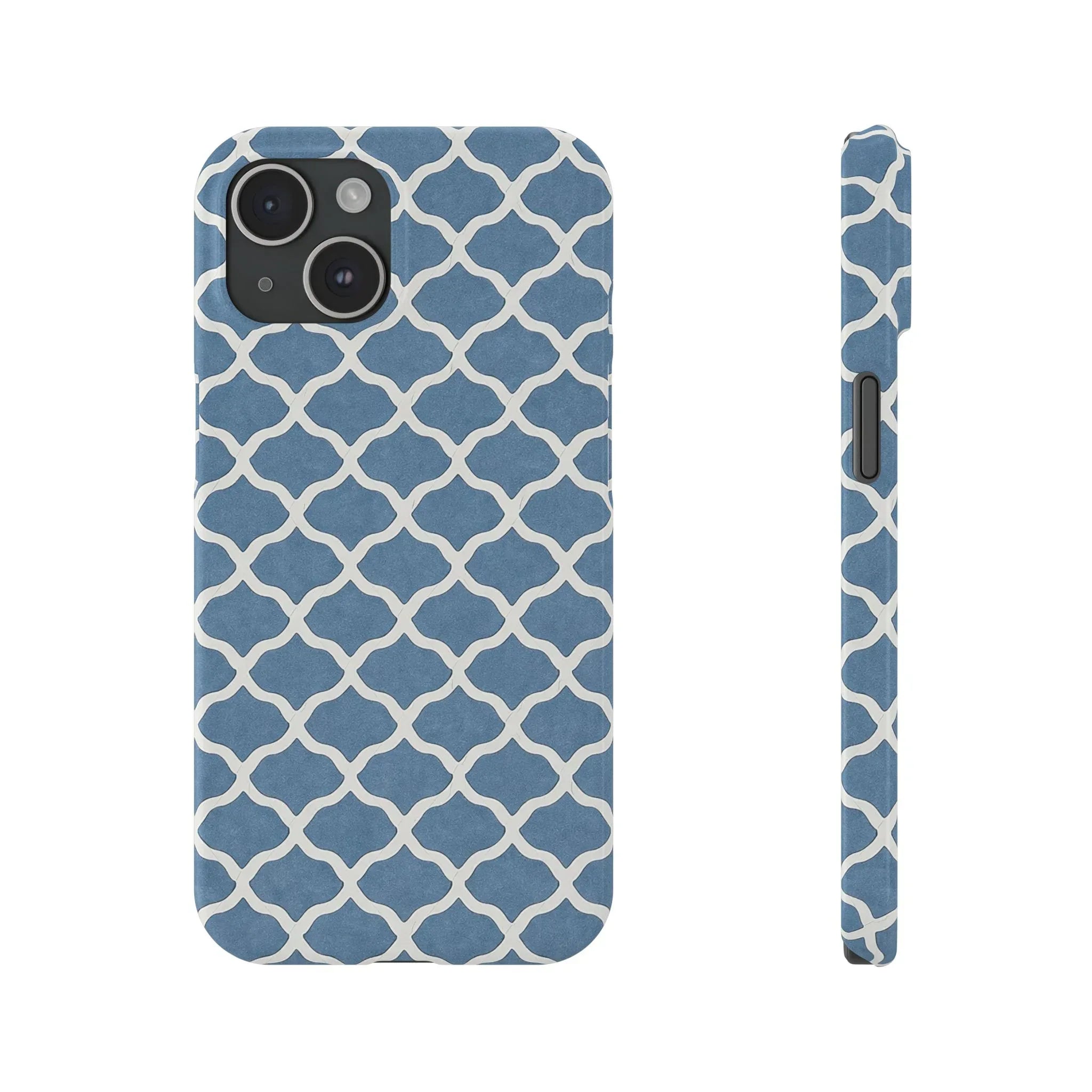 Azure Lattice Pattern Phone Case Slim Phone Cases for iPhone 11-17 - KARARMDESIGN